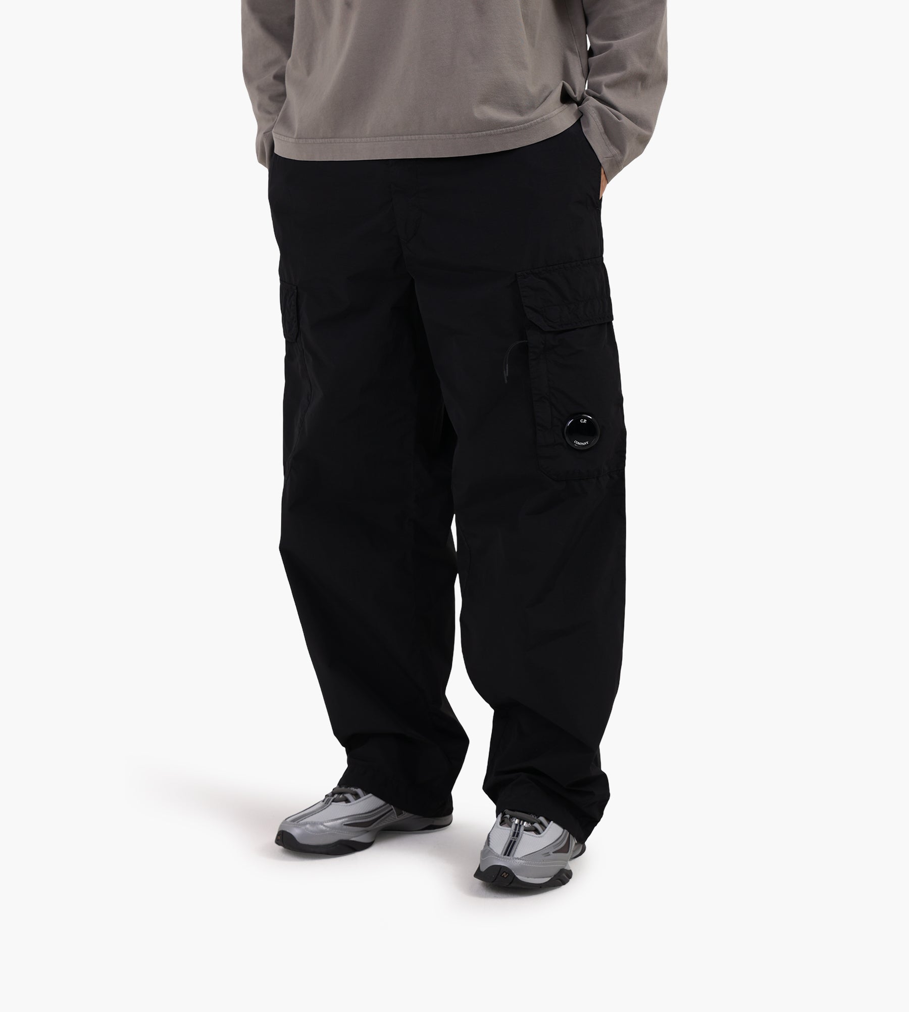 C.P. Company Flatt Nylon Loose Cargo Lens Pants Black