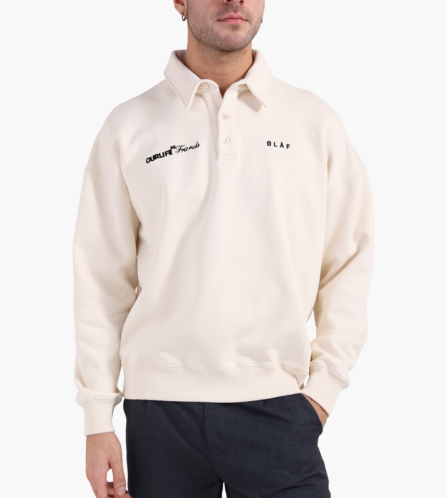 OLAF Script Friends Oversized Polo Off White