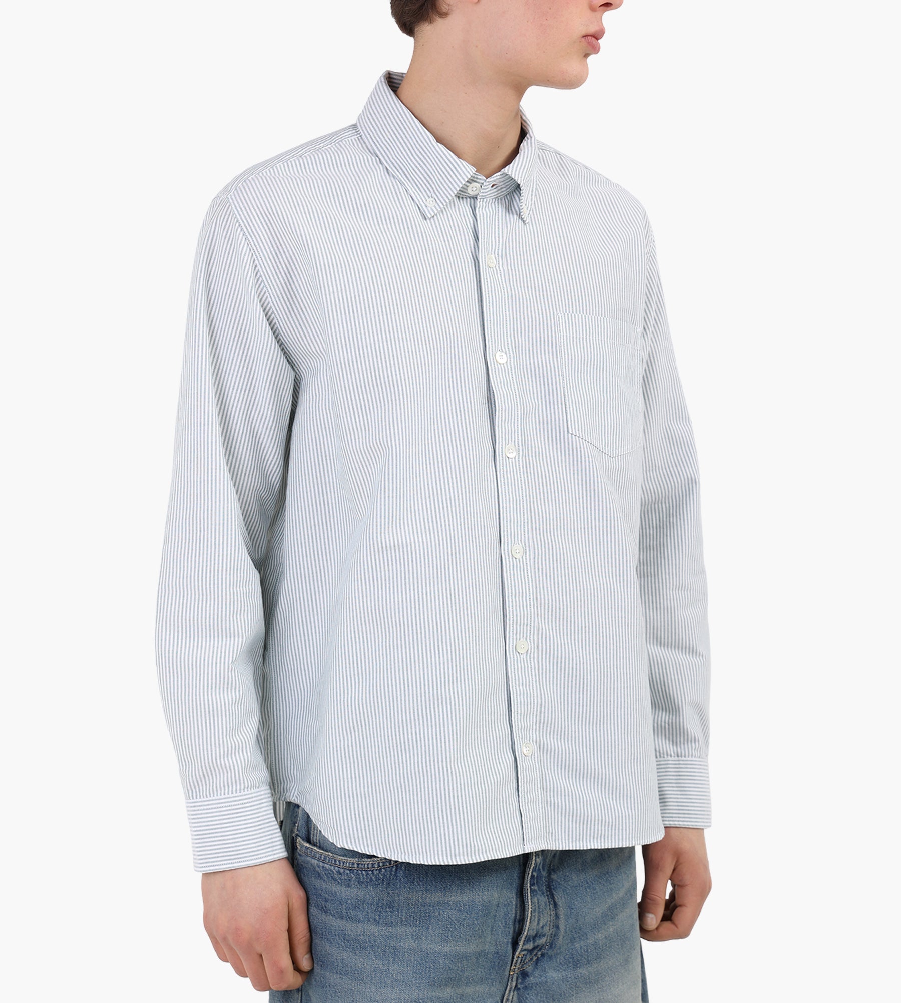 Corridor Stripe Oxford Long Sleeve Shirt Green