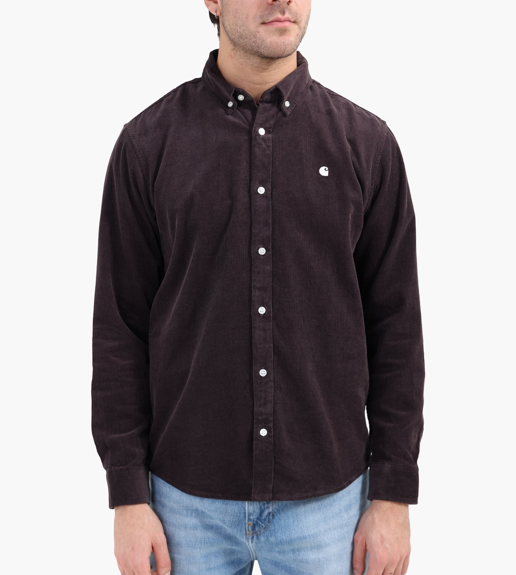 Carhartt WIP Long Sleeve Madison Fine Cord Shirt Shale Wax