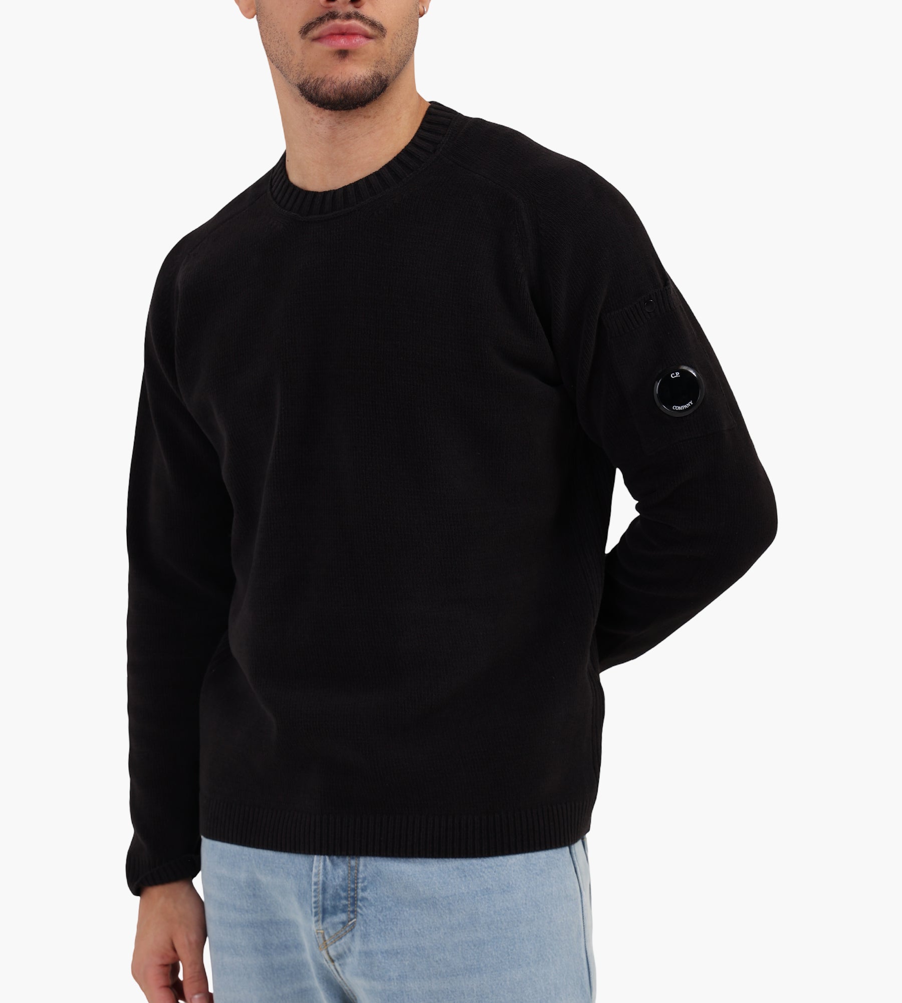 トップス c.p company crewneck lens sweater black C.P. Company Cotton Chenille Crewneck Lens Black