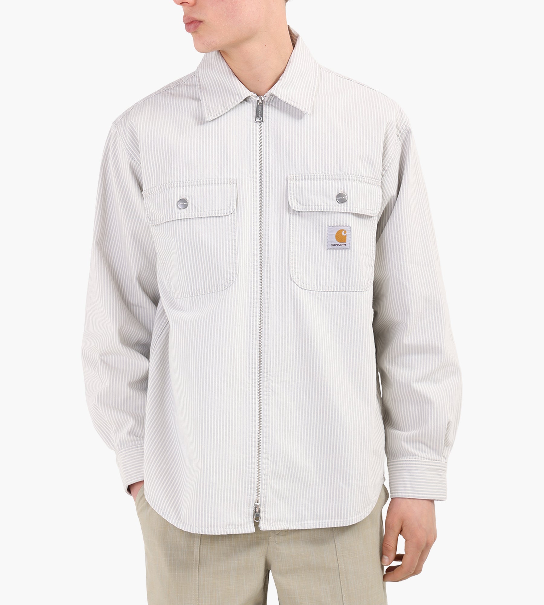 【超お得】CarharttWIP Manny Shirt Jac S Carhartt WIP Mercer Shirt Jac Mercer Stripe Graphite Wax Bleached