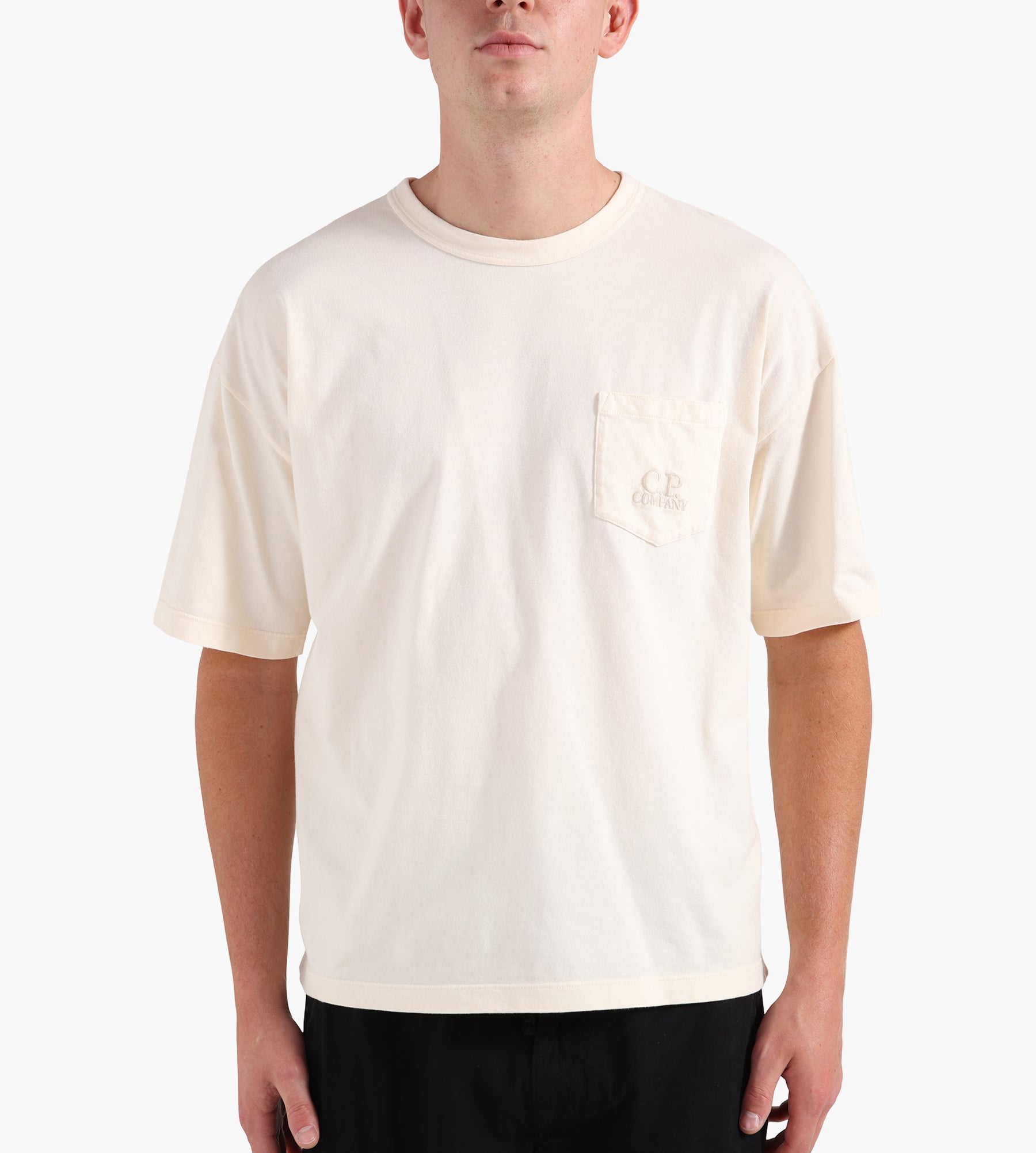 C.P. Company レンズTシャツ　アイボリー C.P. Company Jersey 20/1 Tee Pistachio Shell