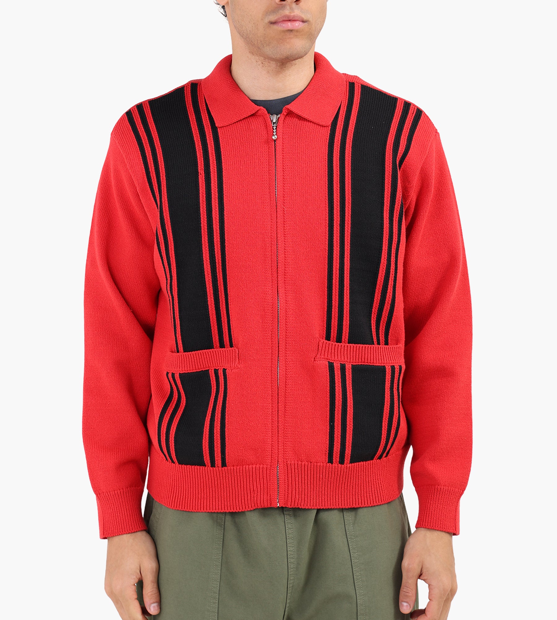 Obey Matt Zip Up Sweater Red Multi