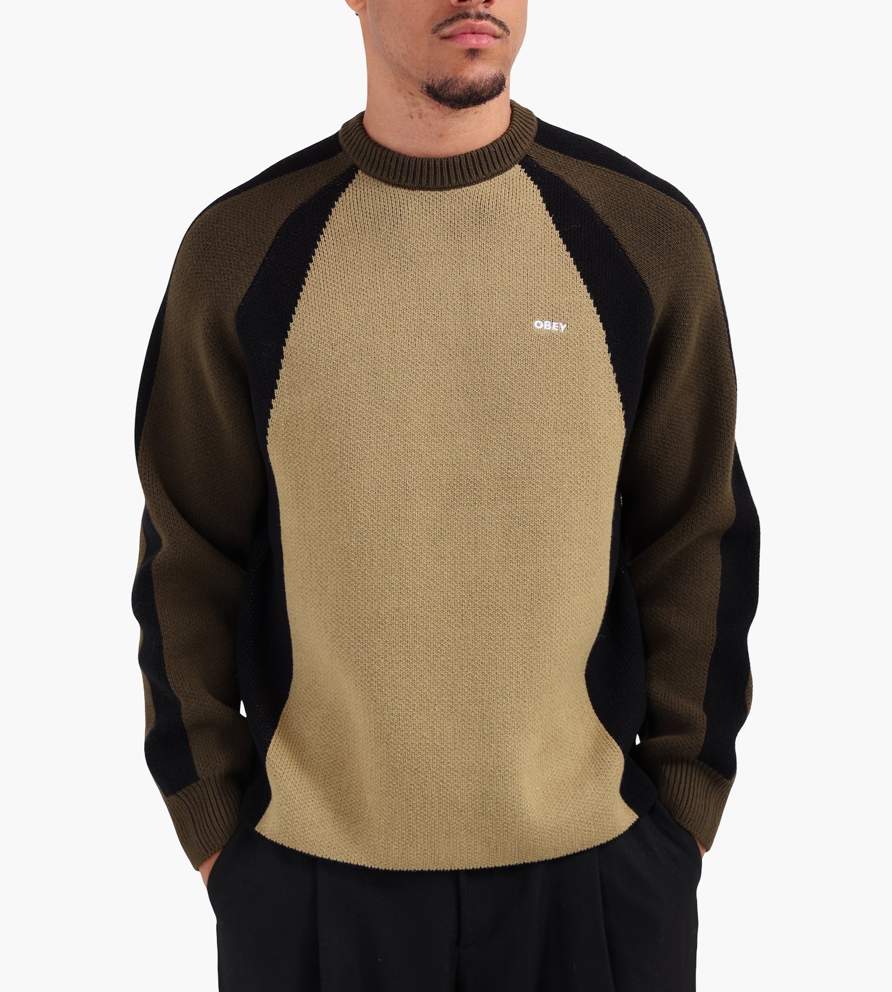 Obey Raglan Sweater Mermaid Green Multi