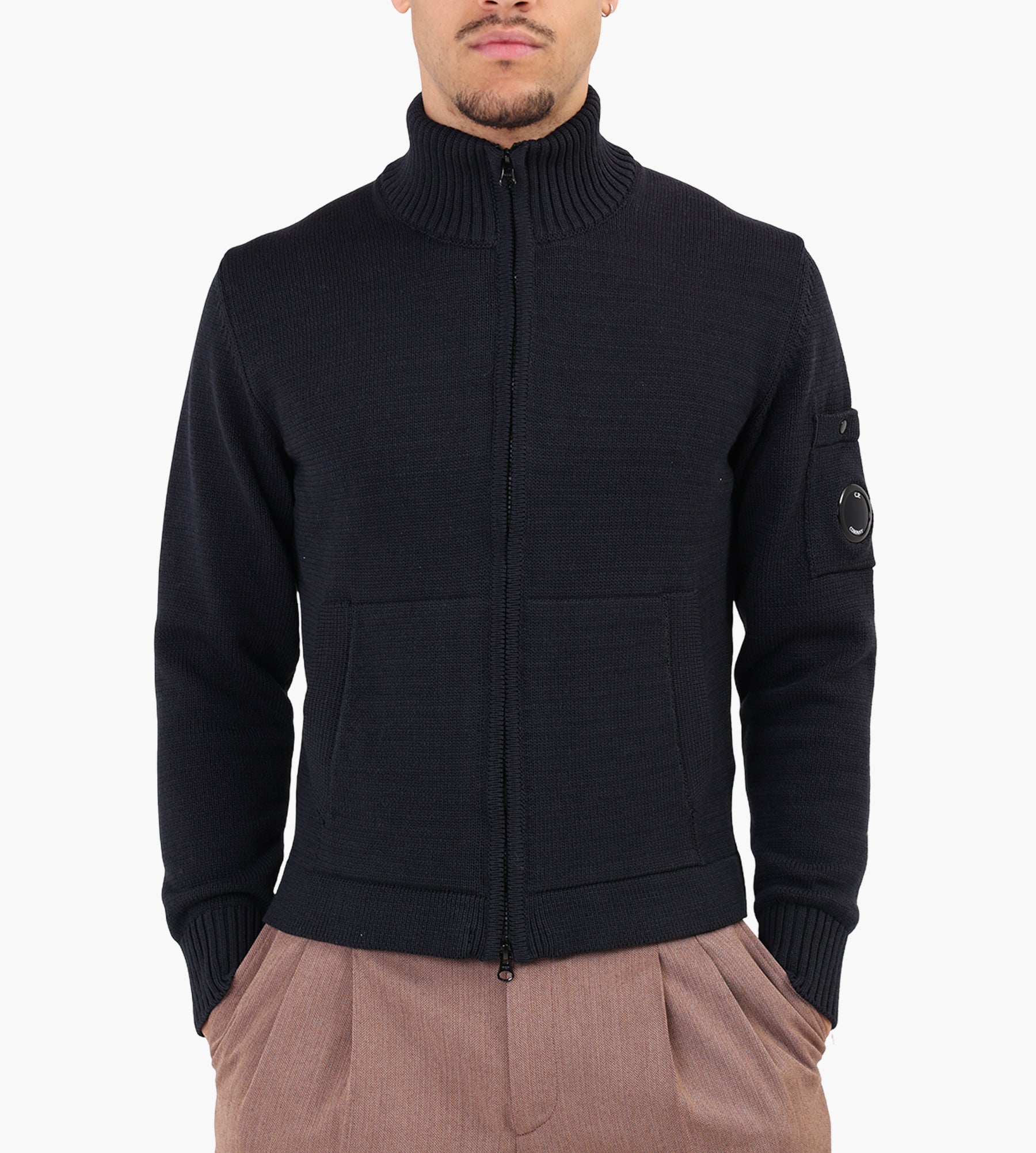 C.P. Company Compact Cotton Zipped Cardigan Total Eclipse