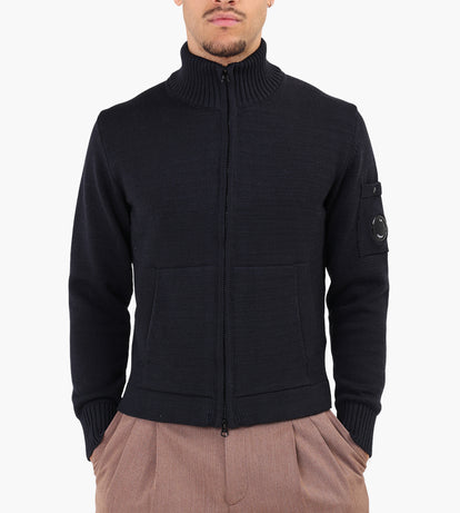 C.P. Company Compact Cotton Zipped Cardigan Total Eclipse