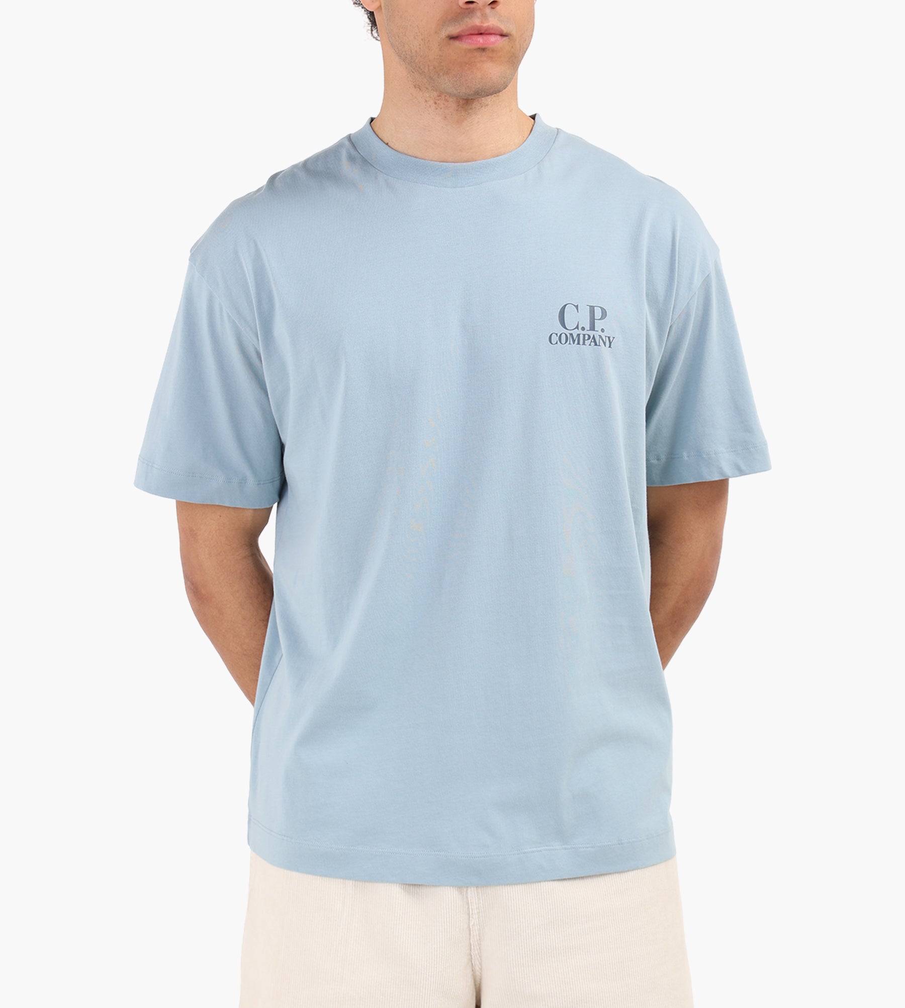 C.P. Company 30/1 Jersey Logo T-Shirt Silver Blue