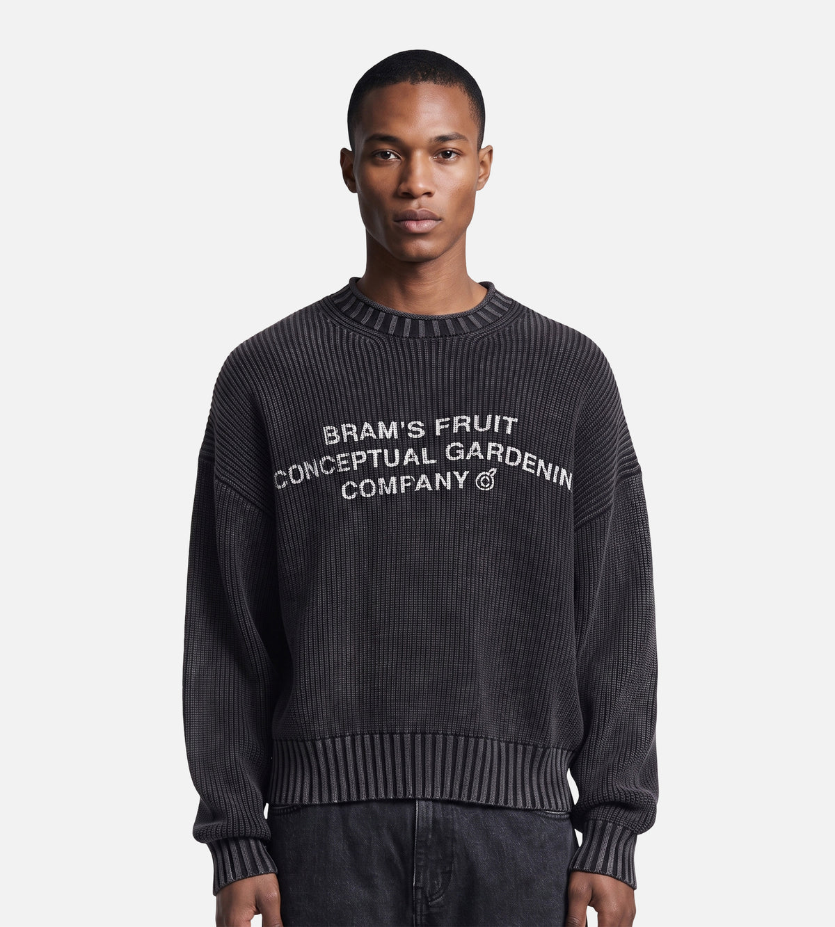 Bram's Fruit Stamp Knit Charcoal Black