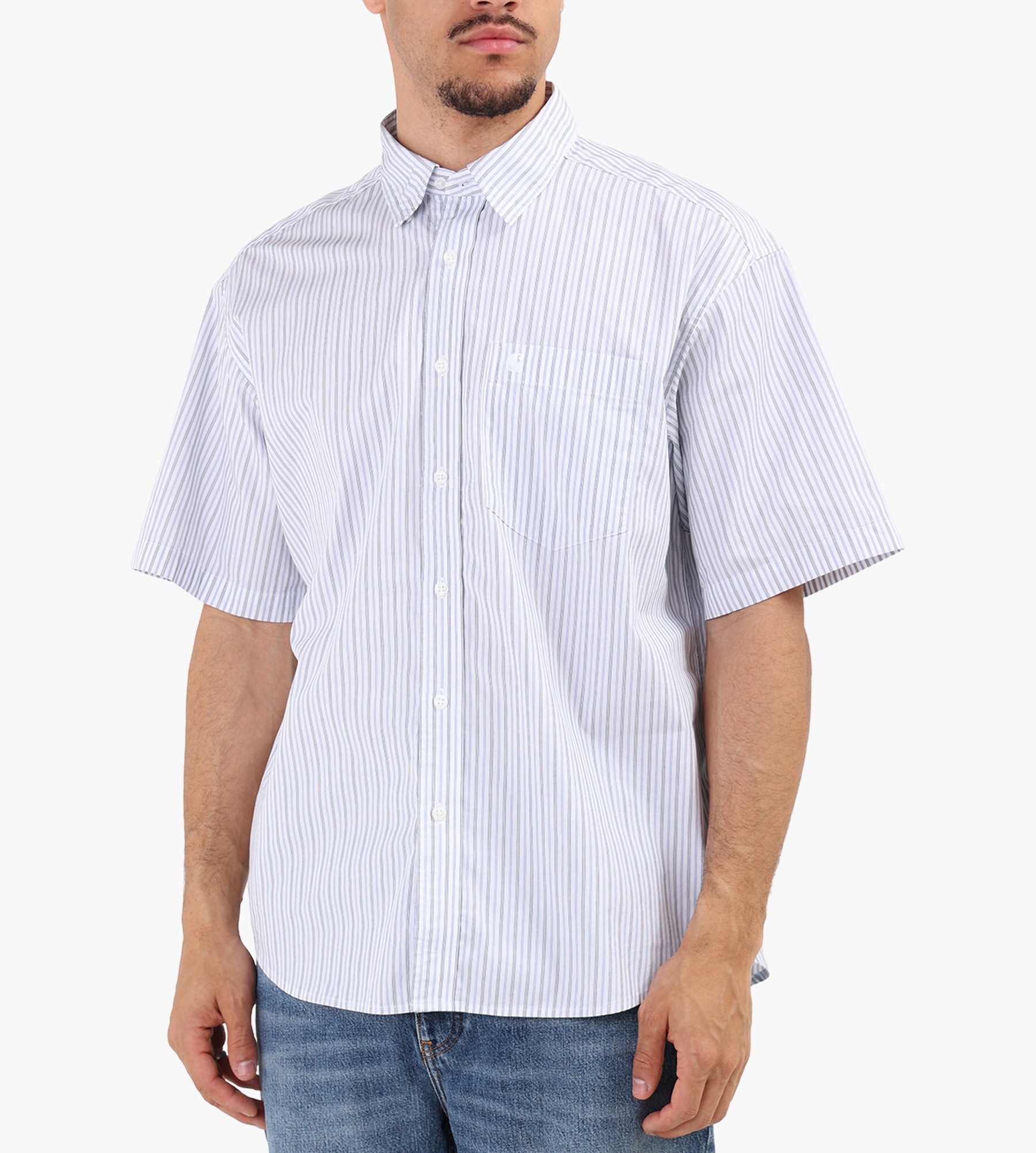 Carhartt WIP Short Sleeve Keene Shirt Keene Stripe White