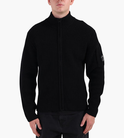 C.P. COMPANY ブラックフルジップニット C.P. Company Knitwear Crew Neck In Lambswool Grs Black