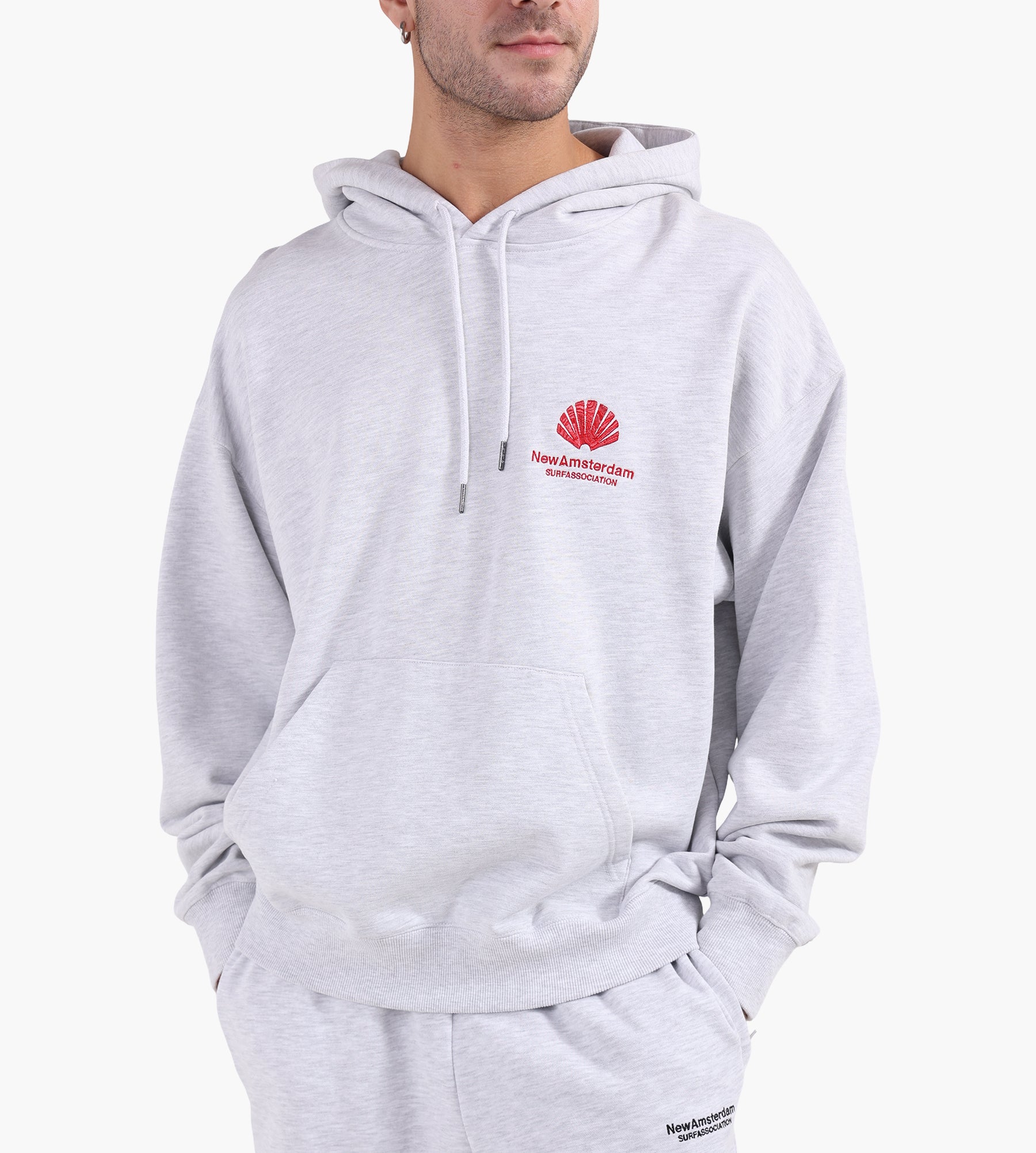New Amsterdam Surf Association Logo Hoodie Ash Poppy Red
