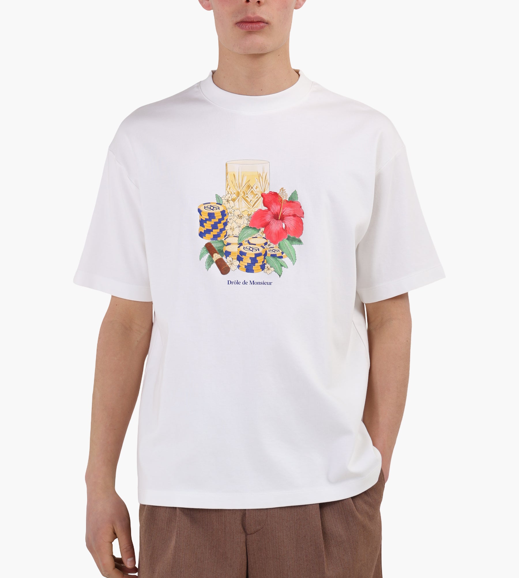 Drôle de Monsieur T-Shirt Hibiscus Club Off White