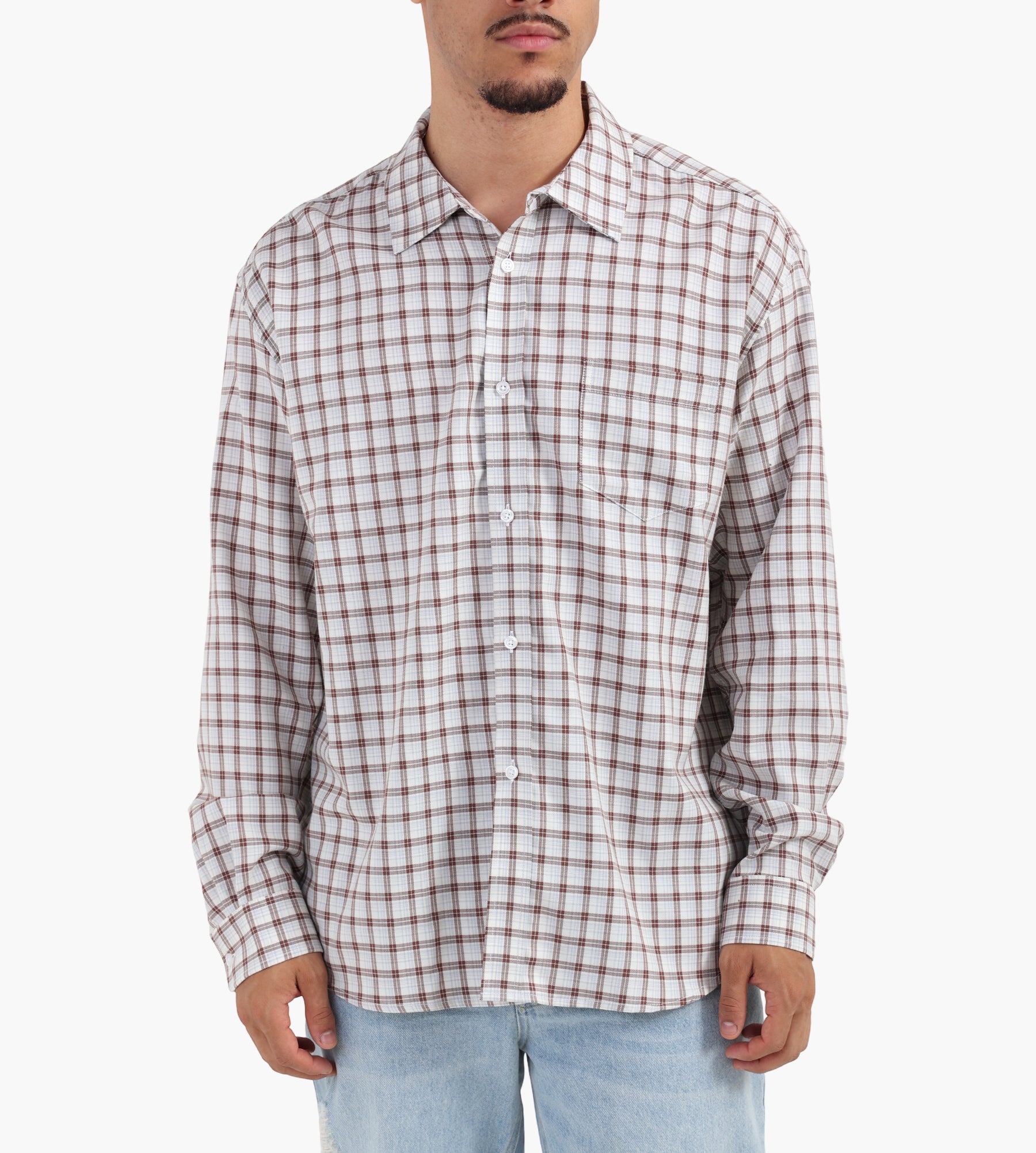 Palmes Cotton Merino Shirt White Brown