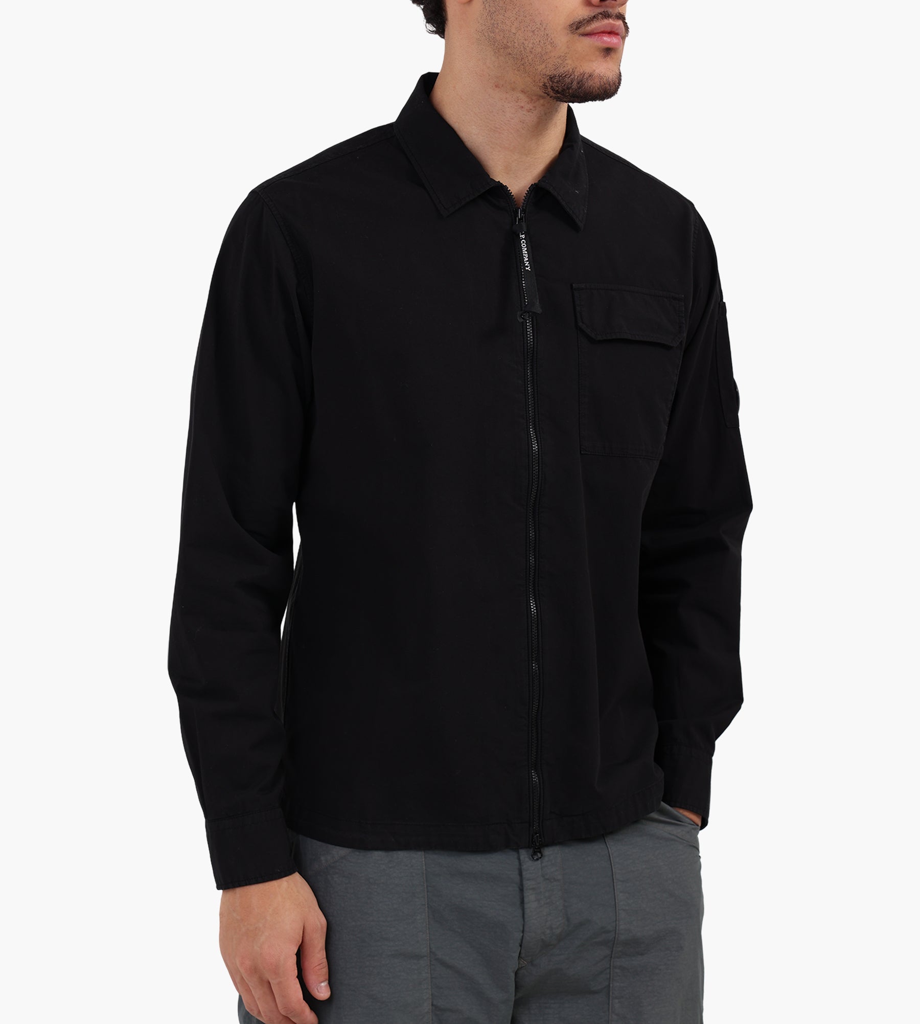 C.P. Company Organic Gabardine Zipped Lens Overshirt Black