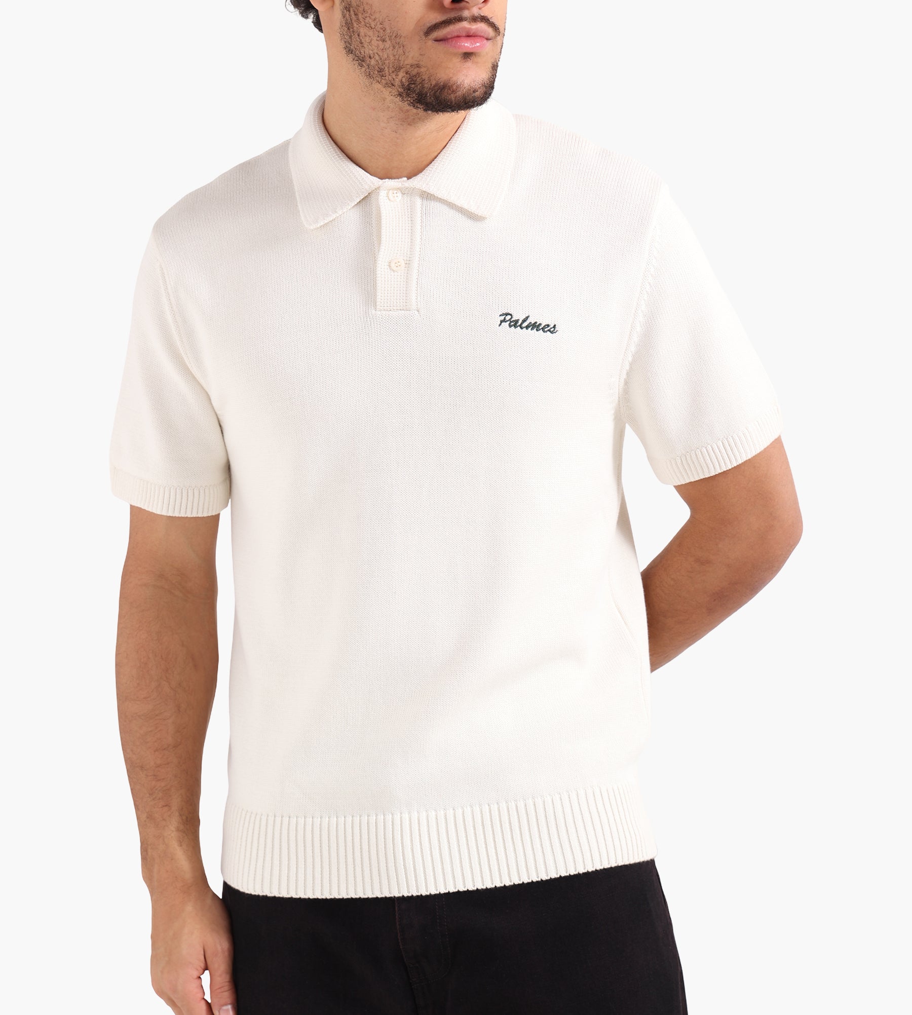 Palmes Cotton Knit Polo Off-White