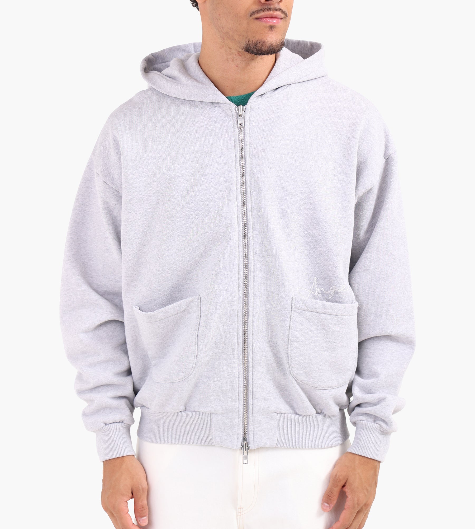Ange Projects Double Zip Hoodie Grey