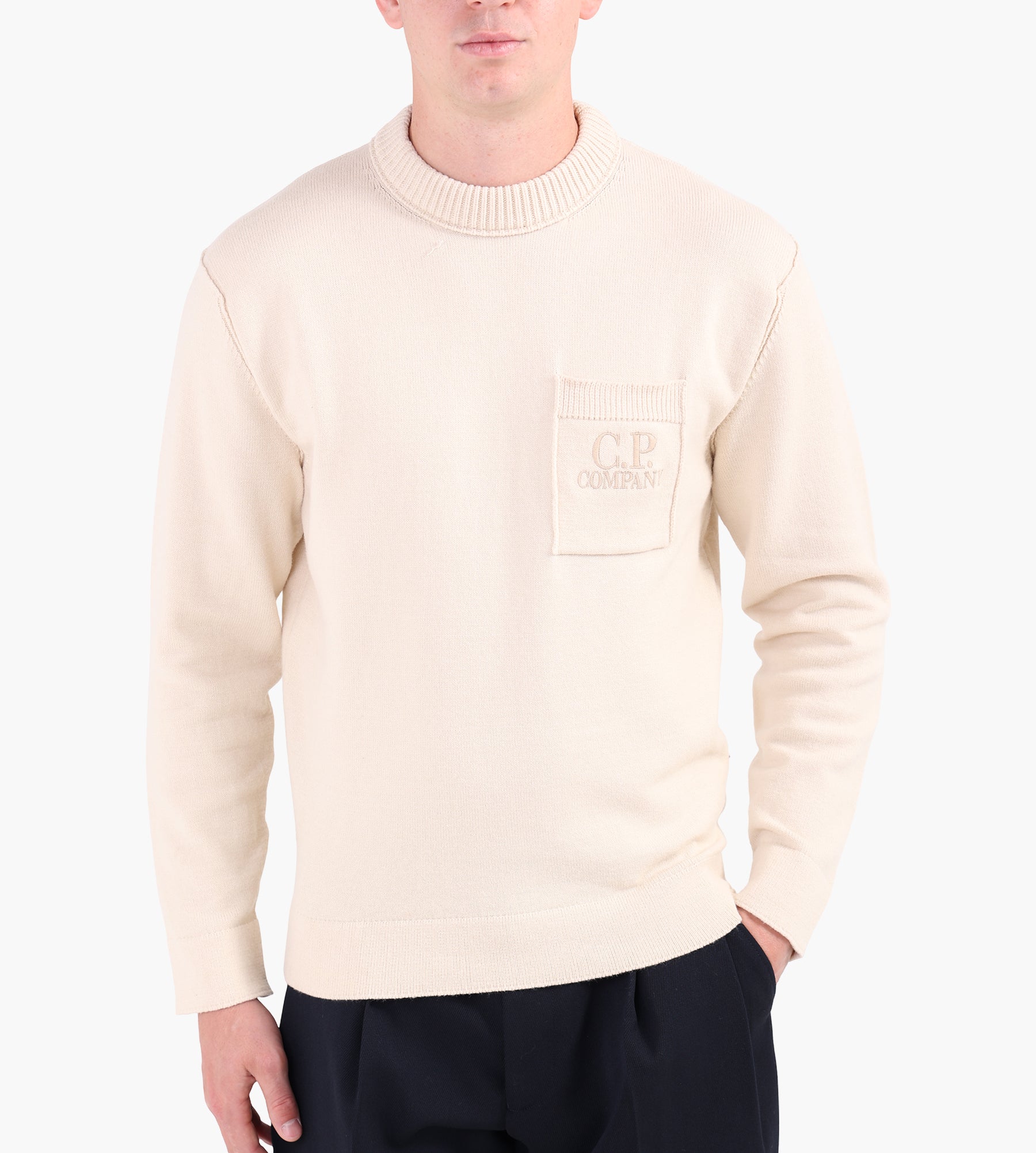 C.P. Company Soft Cotton Stretch Knit Crewneck Pistachio Shell
