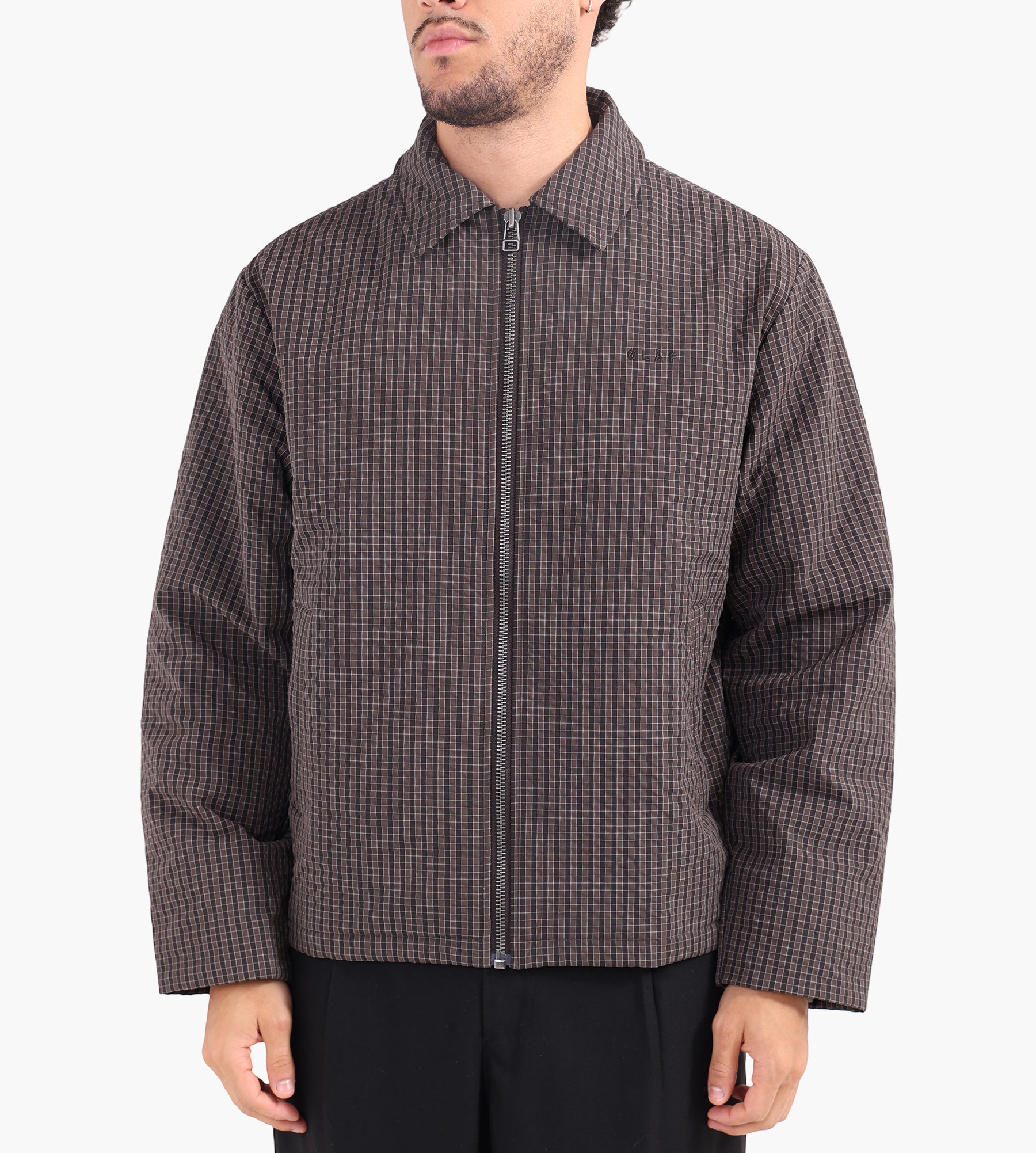 OLAF Checked Padded Coach Jacket Hot Fudge