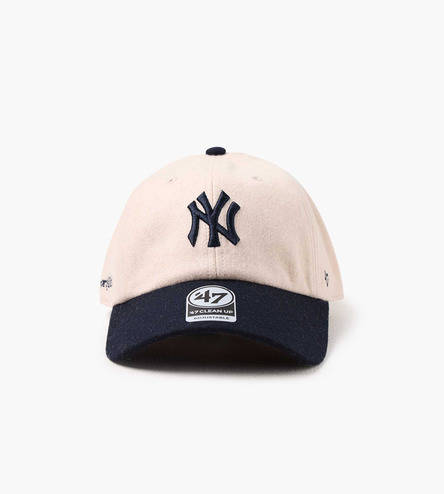Sporty & Rich Yankees Serif Wool Hat Ecru Dark Navy