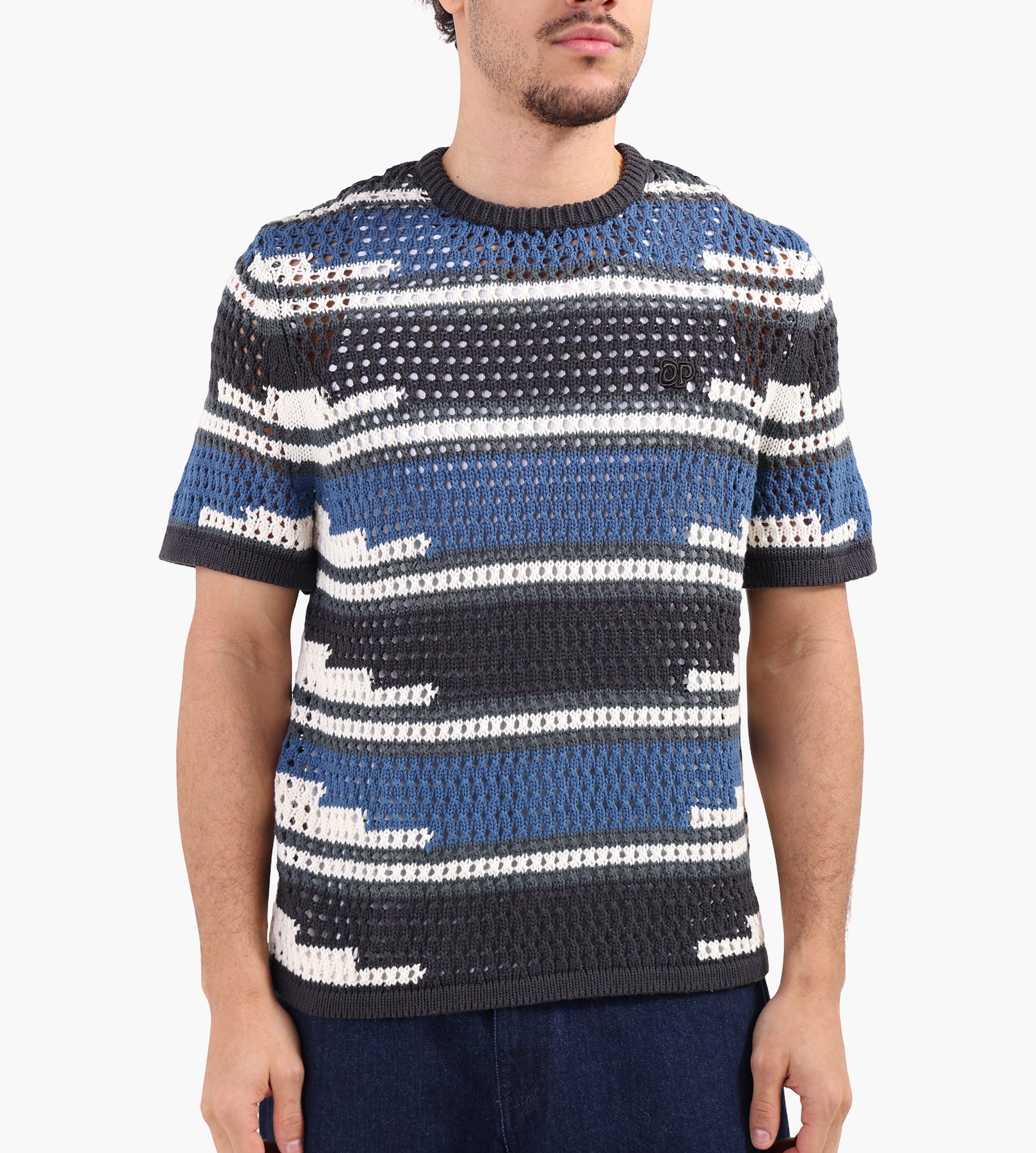 Daily Paper Kente Stripe Knit Shirt Woodland Grey