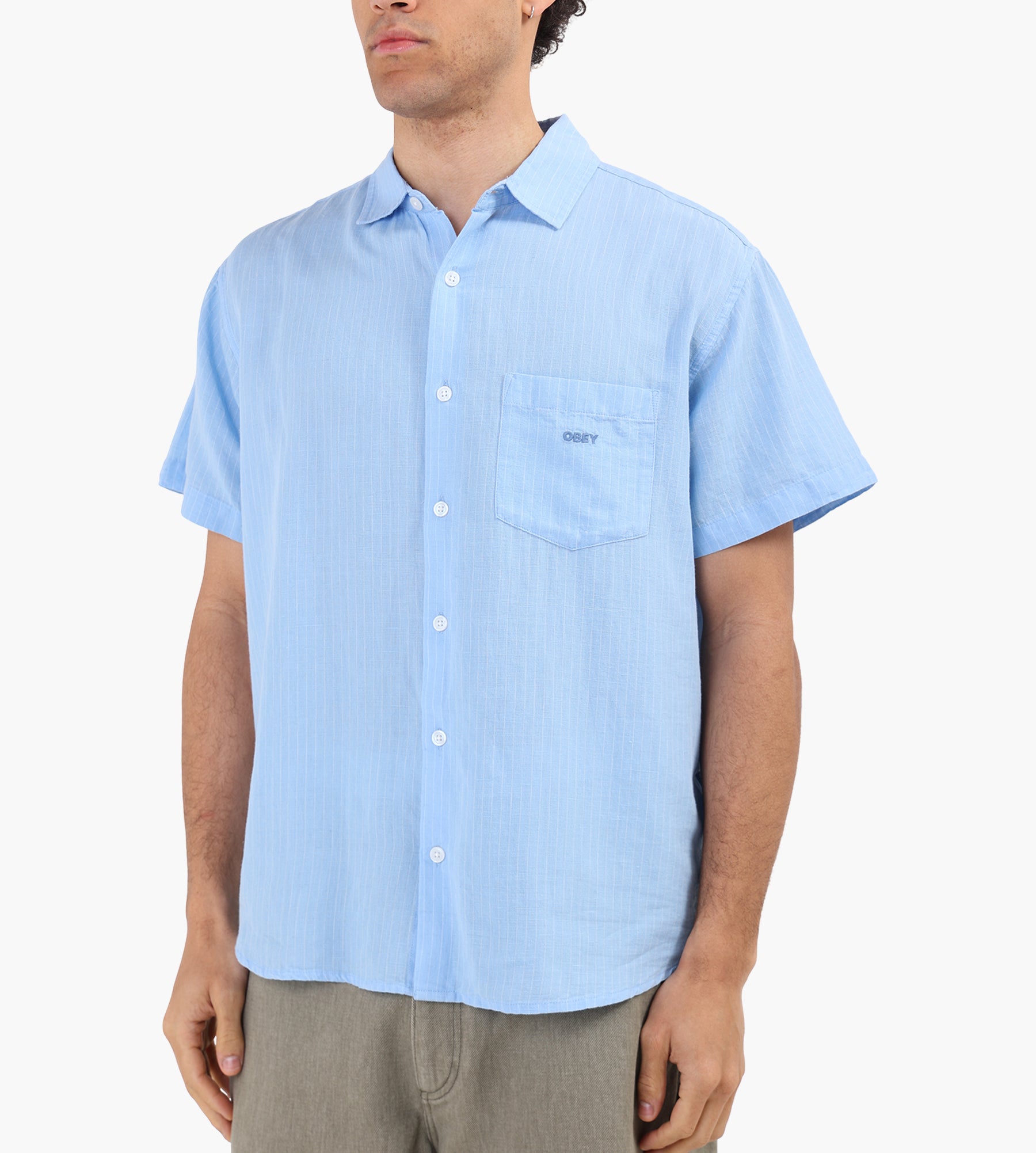 Obey Barry Woven Shirt Sky Blue Multi