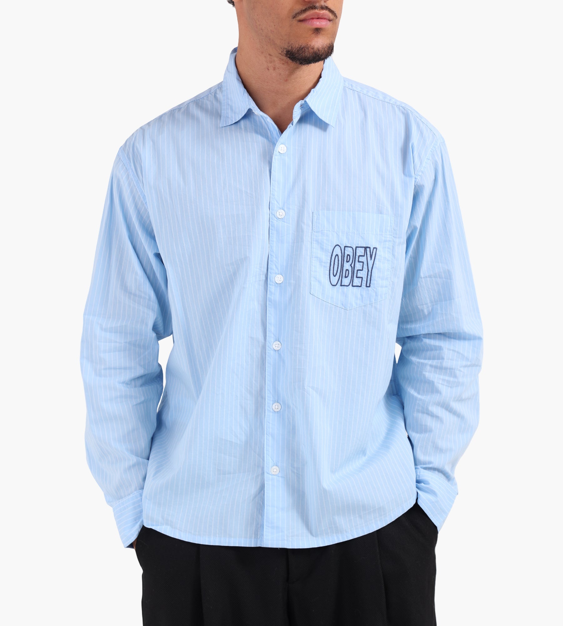 Obey Bigwig Blueprint Woven Shirt Cerulean Multi