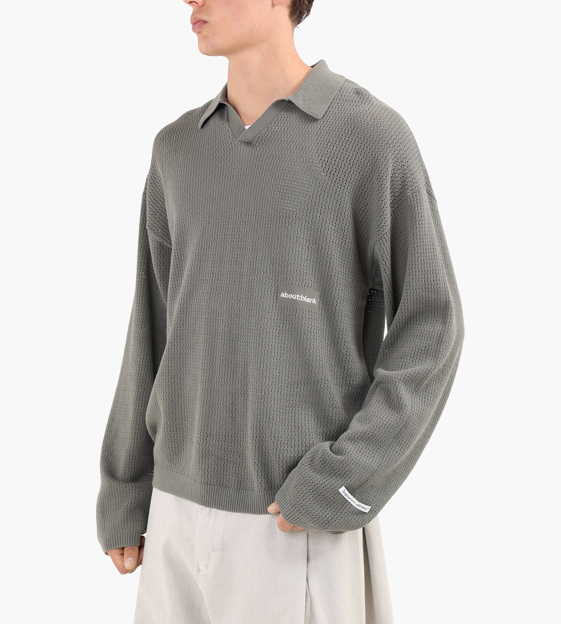 about:blank Resort Long Sleeve Knit Polo Cotton Sage