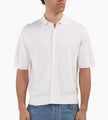 OLAF Linen Knitted Short Sleeve Polo Offwhite