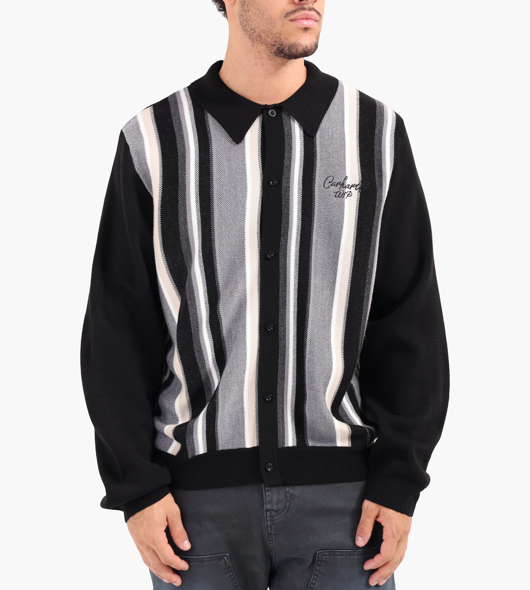Carhartt WIP Bainter Cardigan Bainter Stripe Graphite
