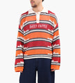 Daily Paper Kente Stripe Knit Polo Haute Red Tigerlily