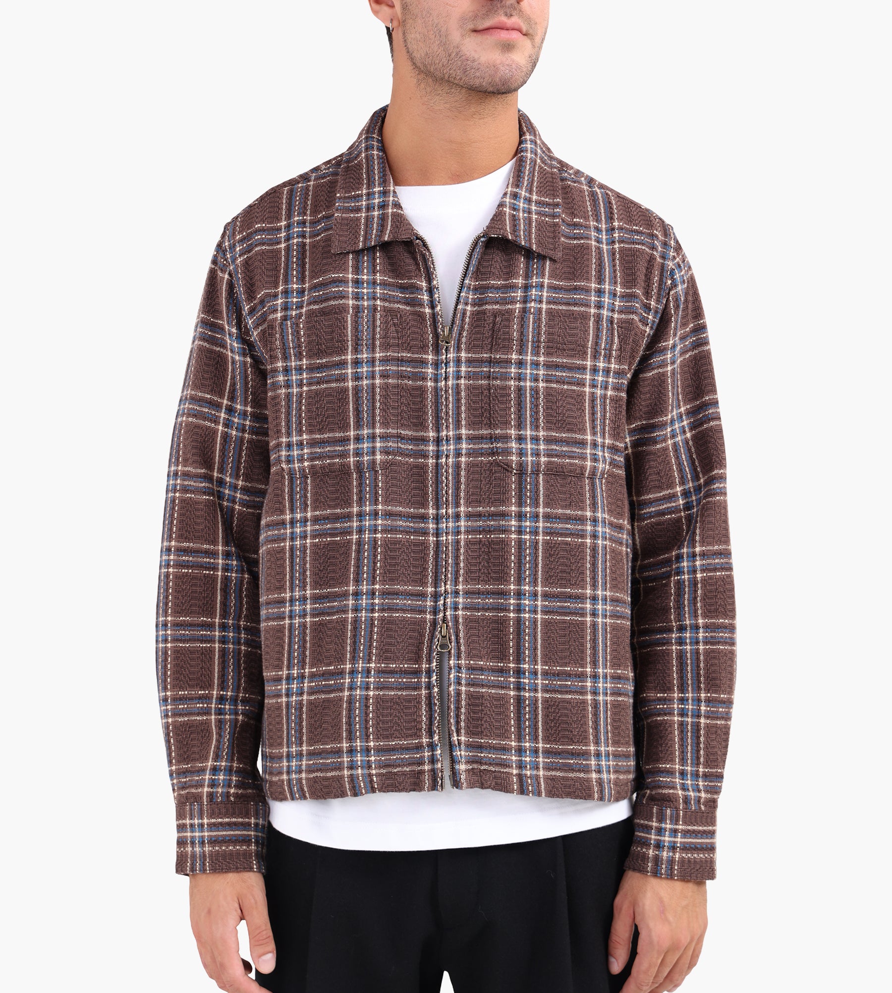 Corridor Venice Plaid Zip Jacket Brown