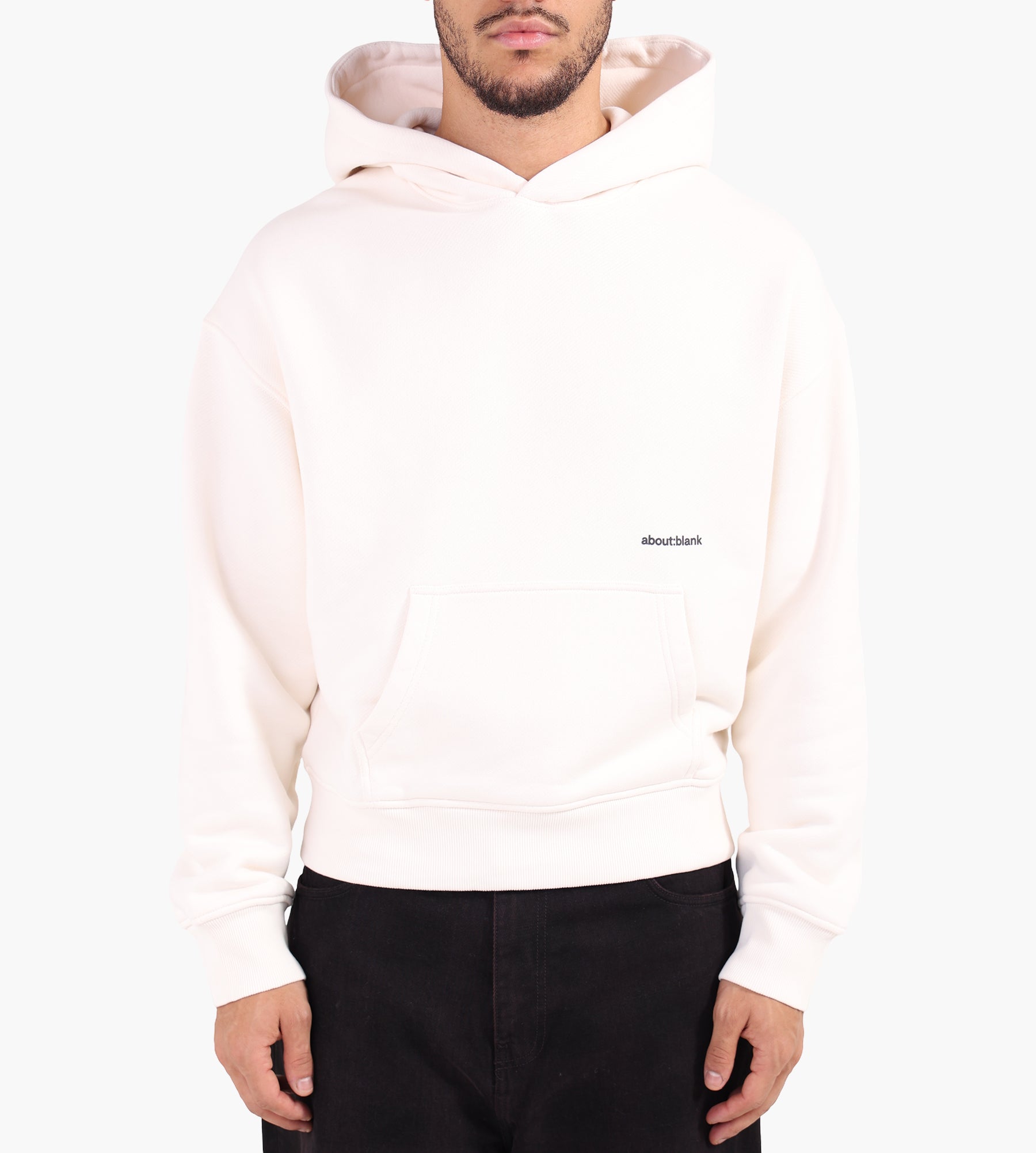 about:blank Box Hoodie Cotton Ecru Black