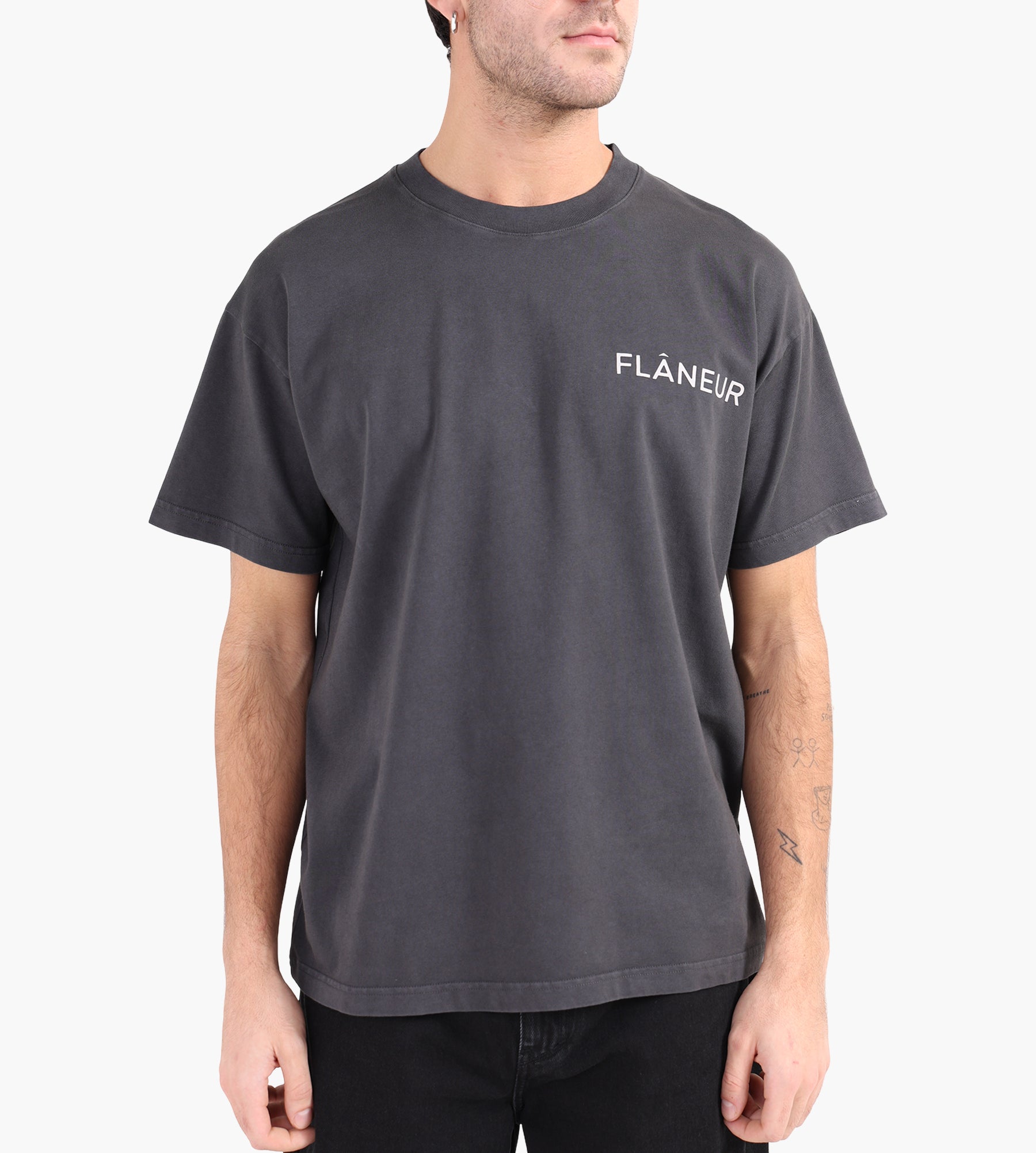 Flâneur Double Logo T-Shirt Washed Black