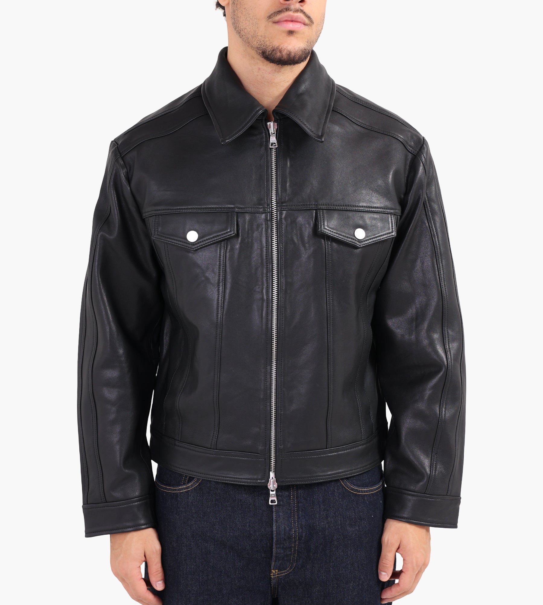 Won Hundred Mike Leather Jacket Black
