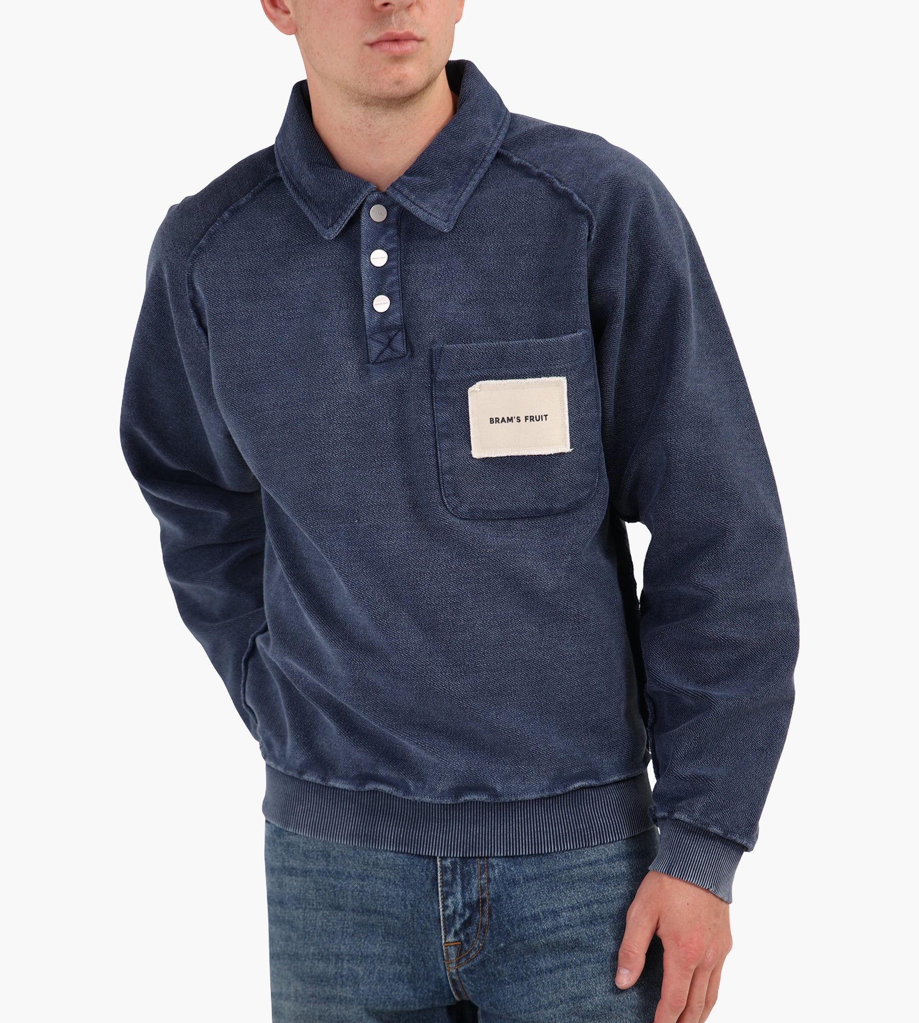 Bram's Fruit Chest Pocket Sweat Polo Washed Midnight Blue