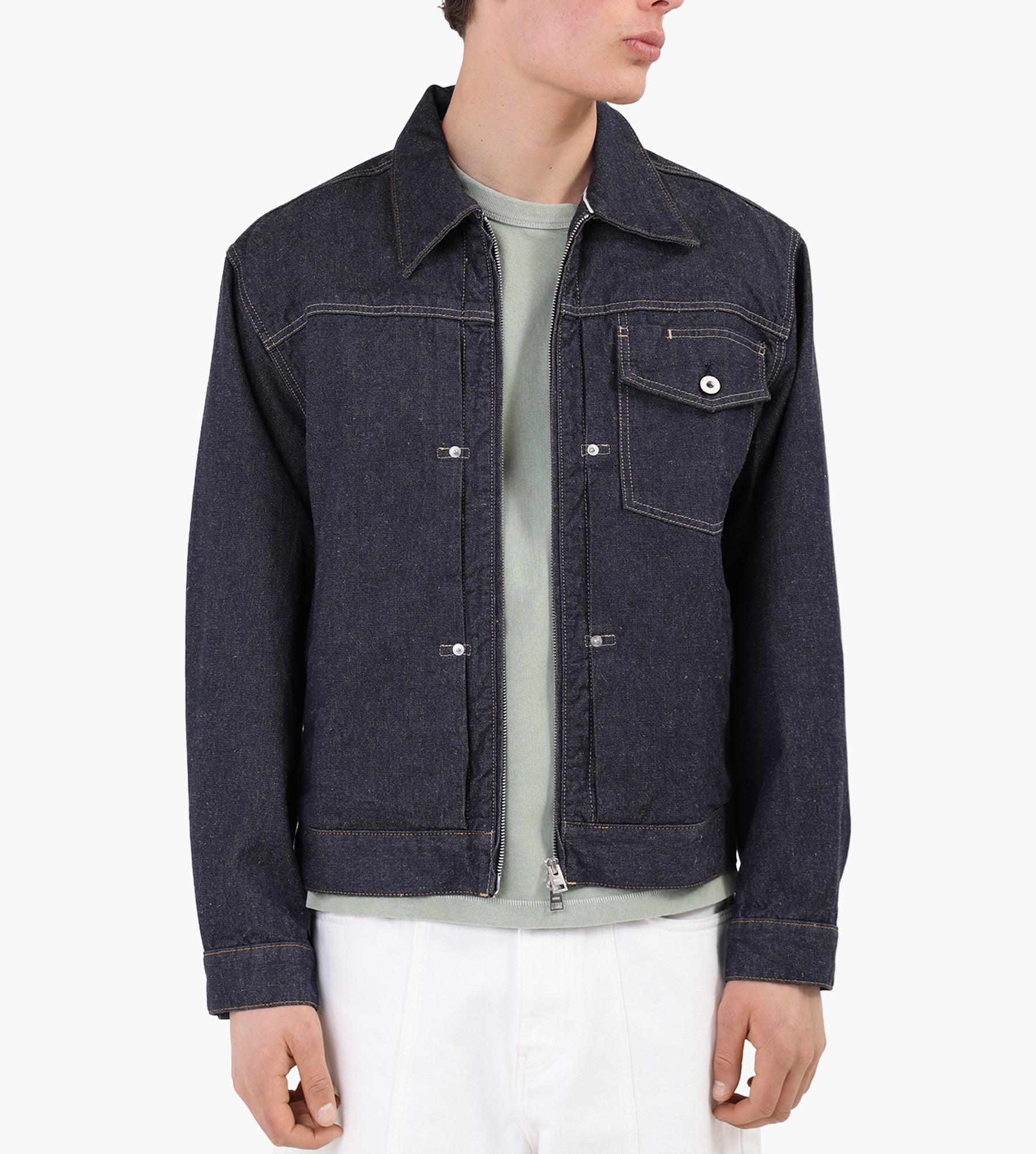 Norse Projects Svendborg Broken Twill Cotton Linen Denim Jacket Indigo