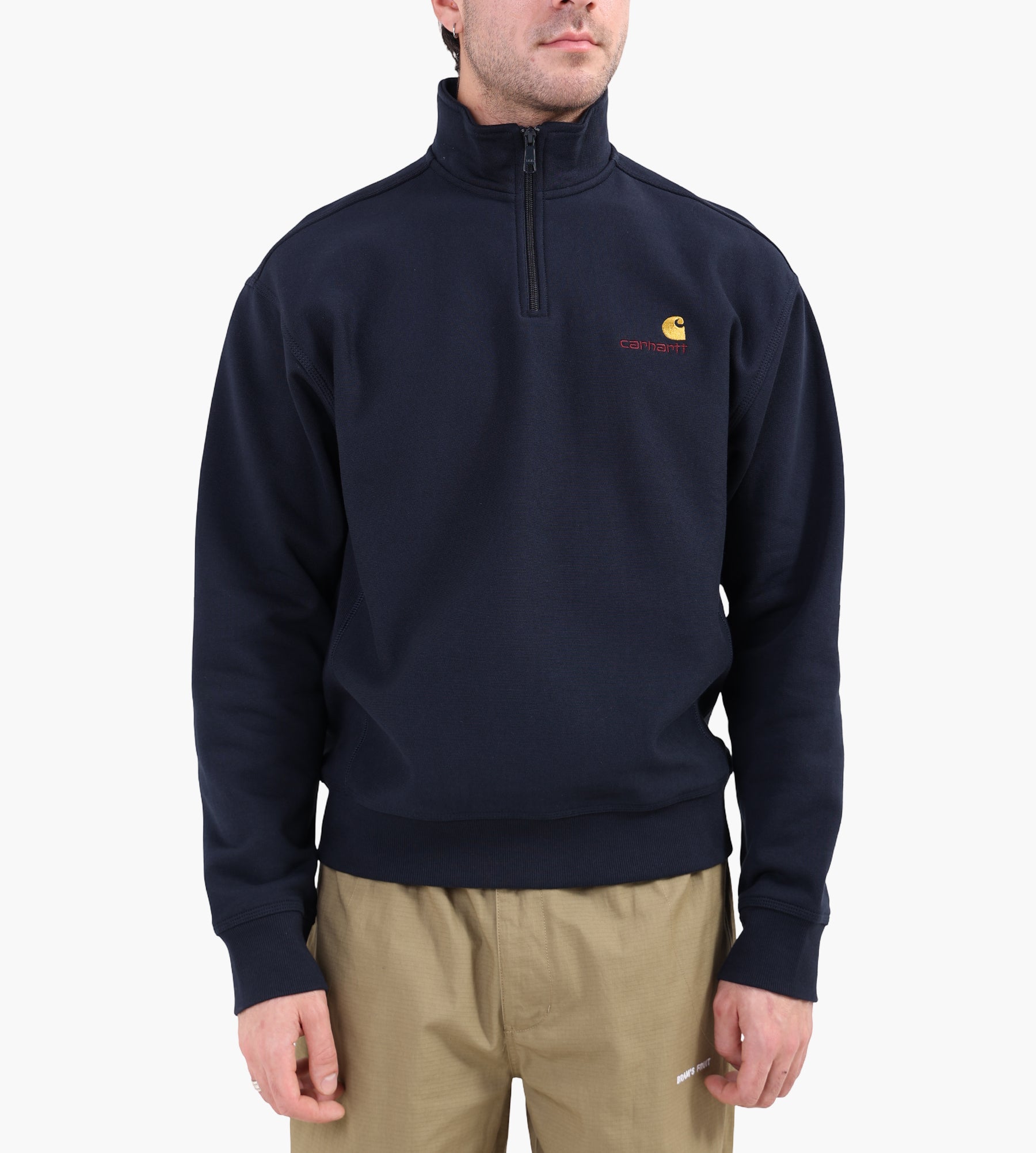Carhartt WIP Half Zip American Script Sweat Deep Night - Carhartt WIP - Clothing
