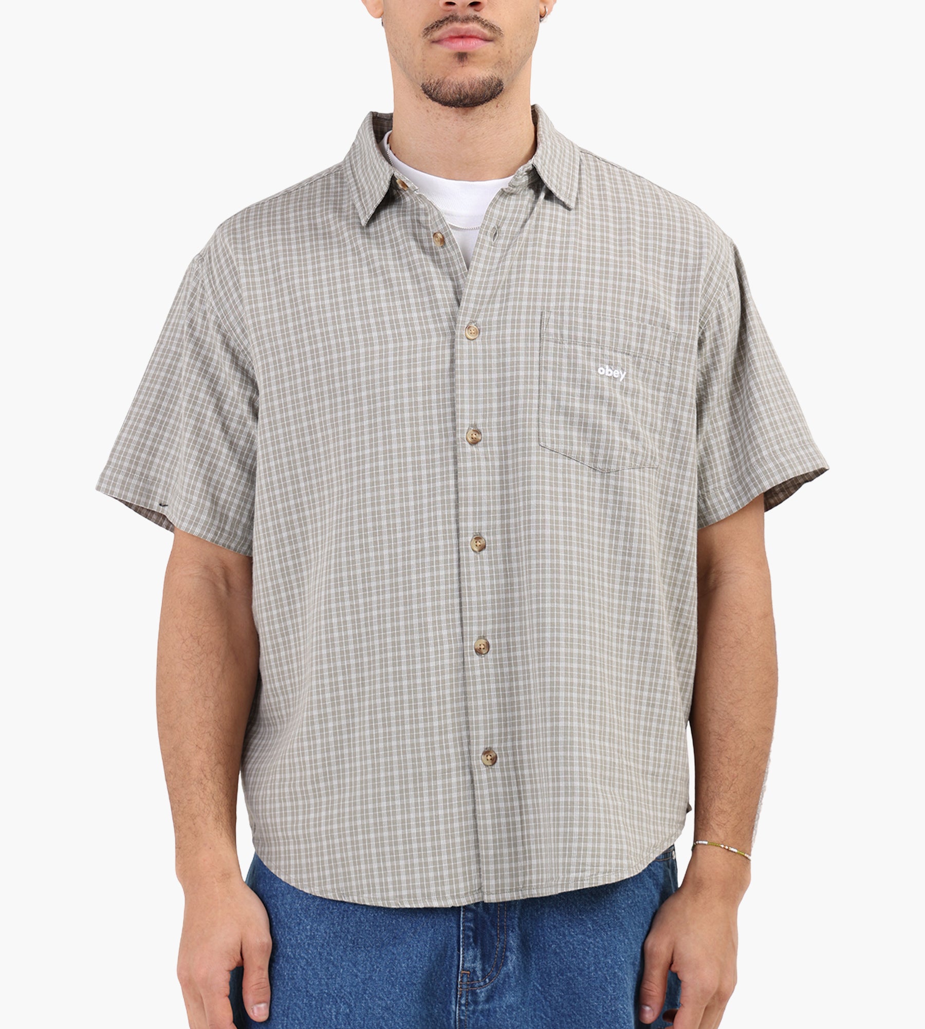 Obey Bigwig Ian Woven Shirt Dried Sage Multi