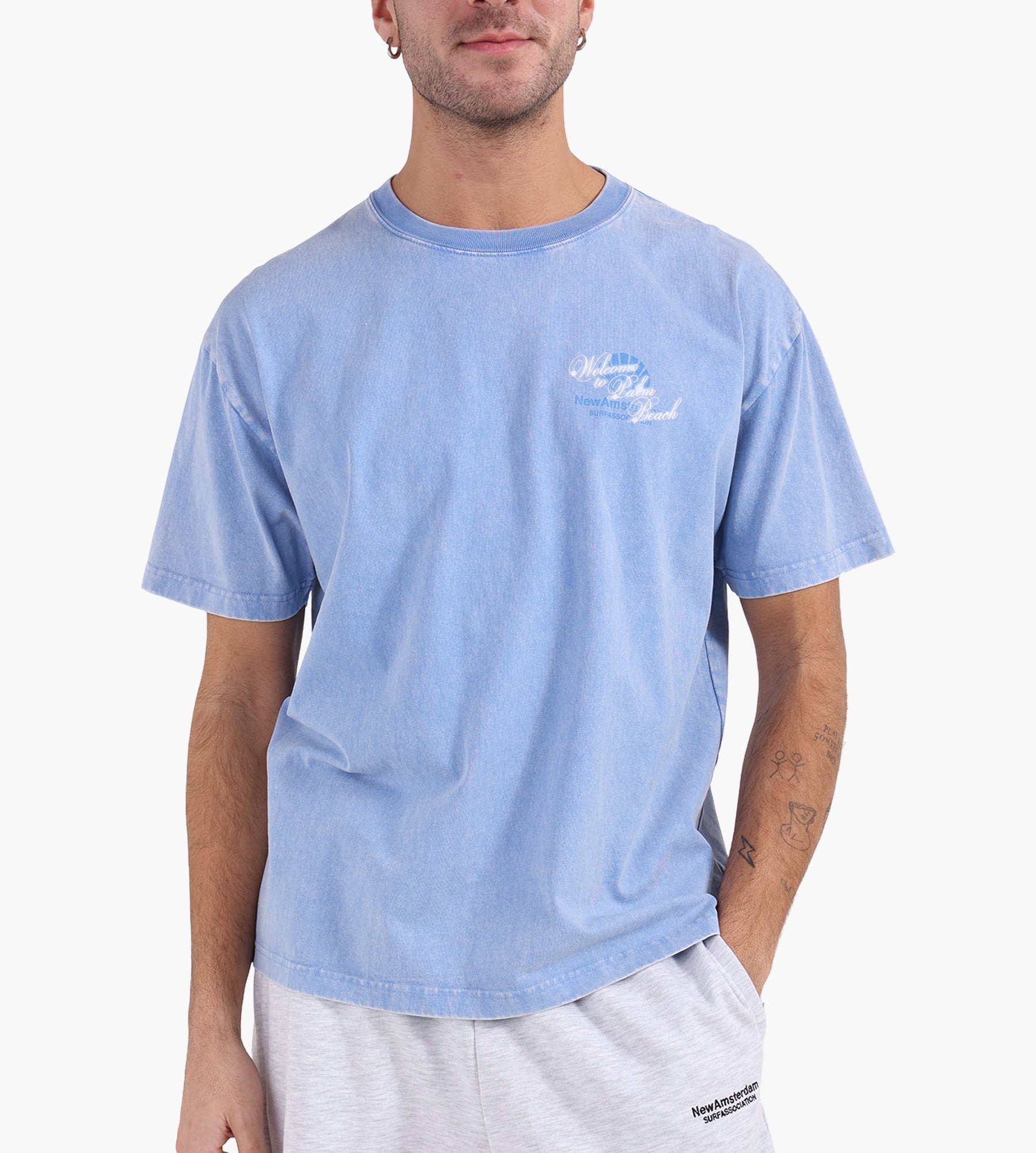 New Amsterdam Surf Association Welcome To Palmbeach Tee Blue