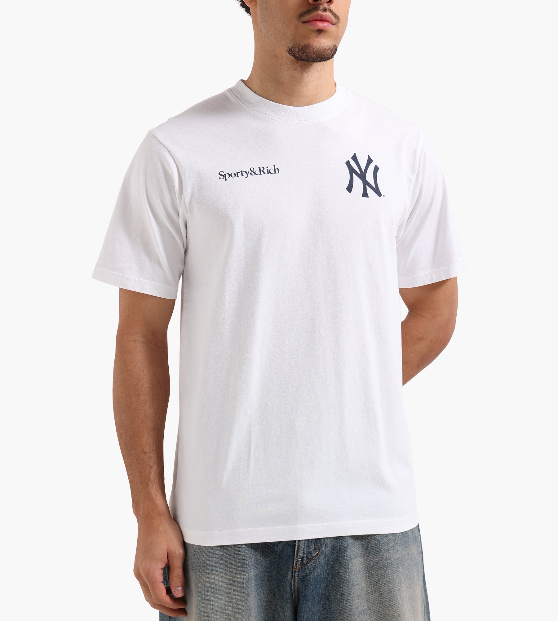 Sporty & Rich Yankees Curve T-Shirt White