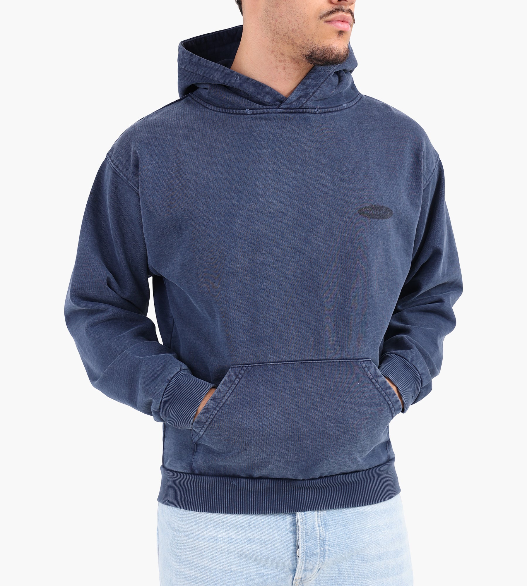 Bram's Fruit Distressed “F*ck Off” Hoodie Washed Midnight Blue