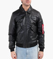 Alpha Industries CWU 45/P Leather Lightweight Bomber Jacket Black