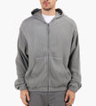 ROA Bee Sun Faded Organic Waffle Zip Up Hoodie Grey