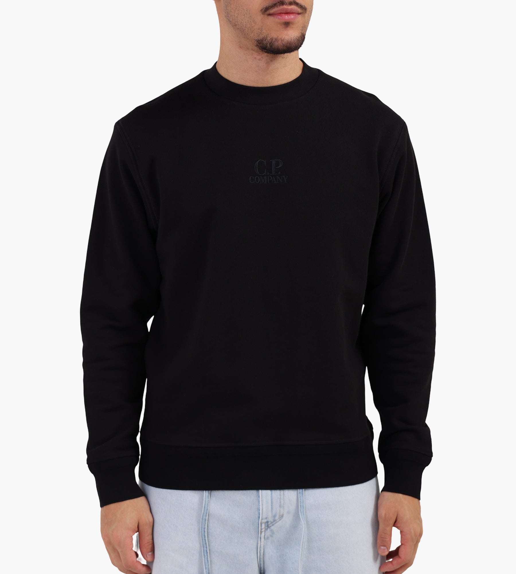 C.P. Company Diagonal Raised Fleece Crewneck Black