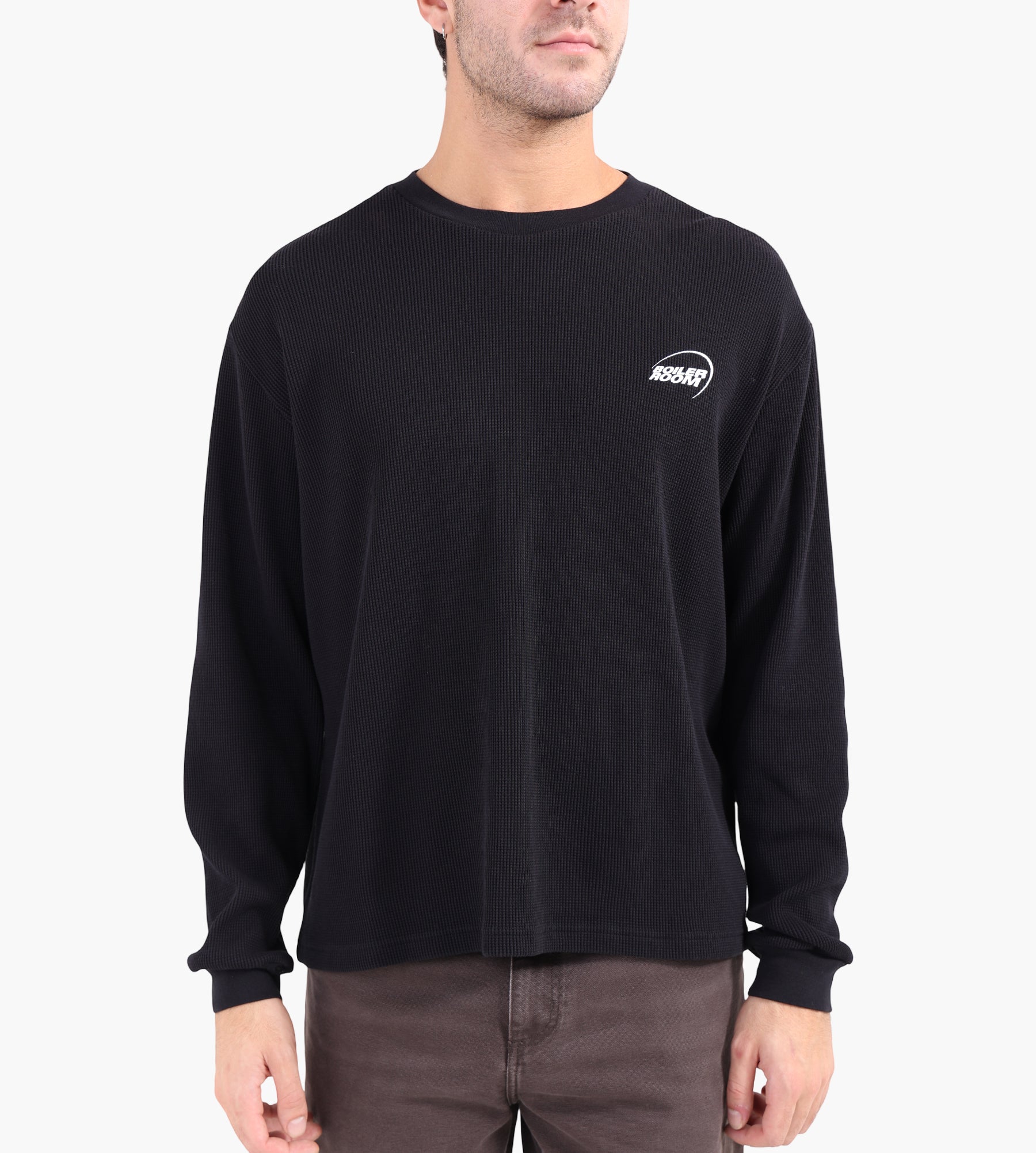 Boiler Room Waffle Long Sleeve Black