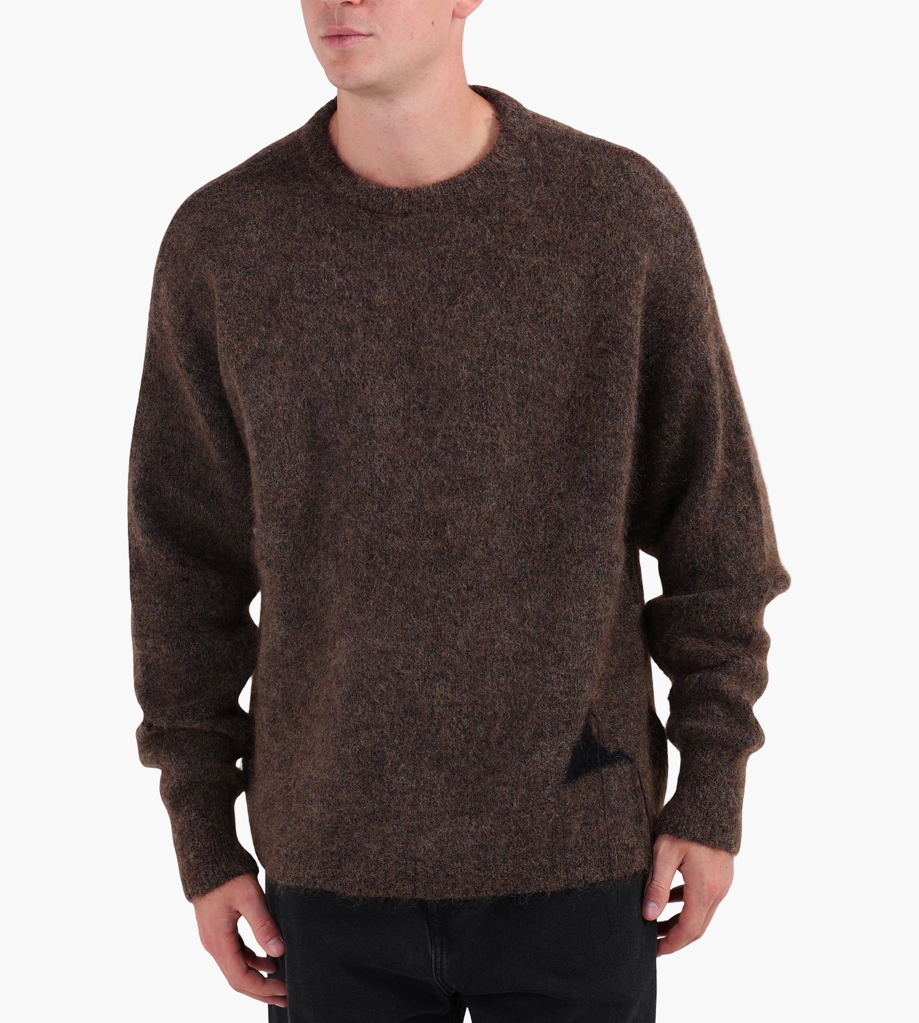 ROA Dropstitch Mohair Knit Crewneck Brown