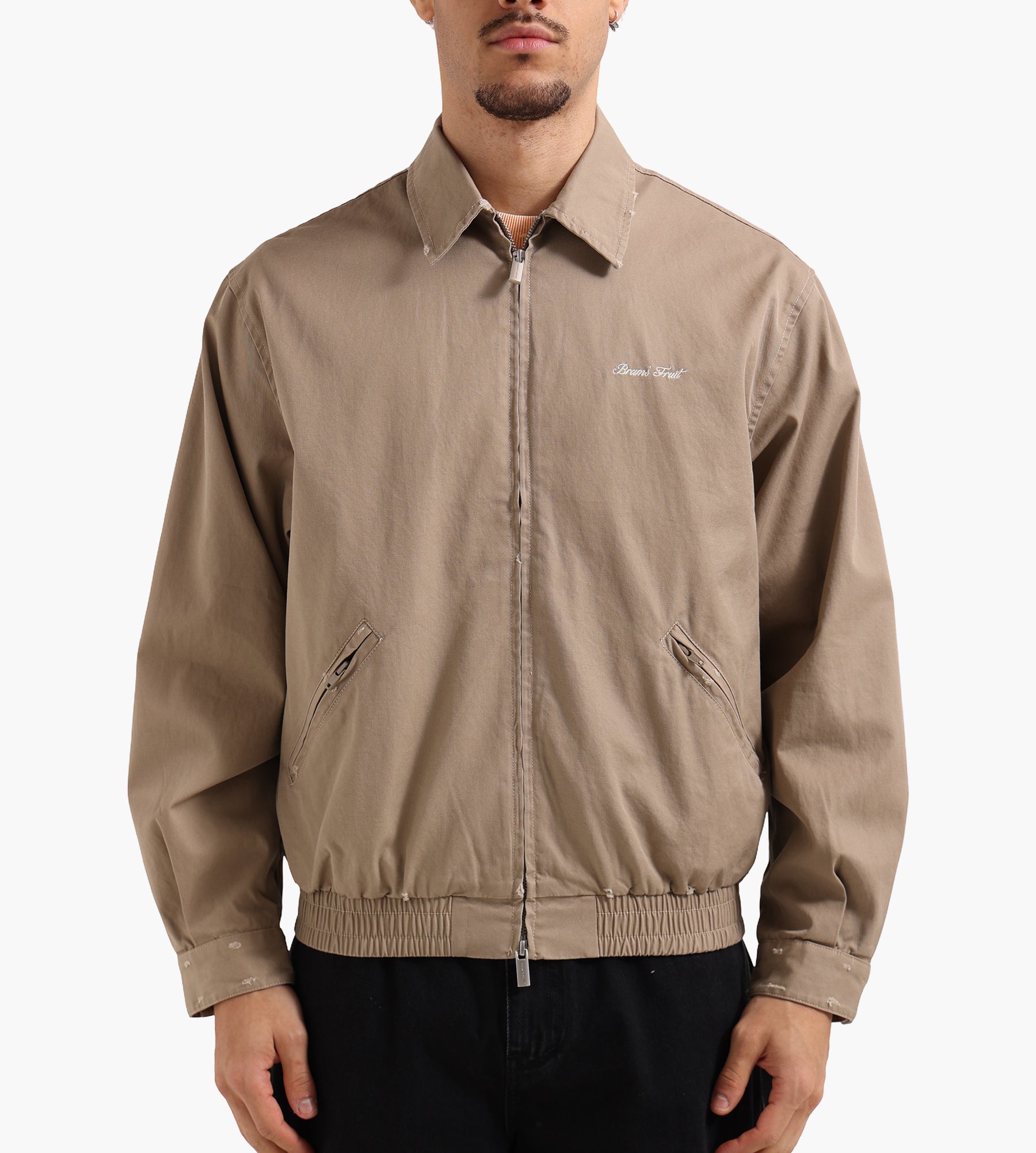 Bram's Fruit Script Logo Distressed Jacket Sand