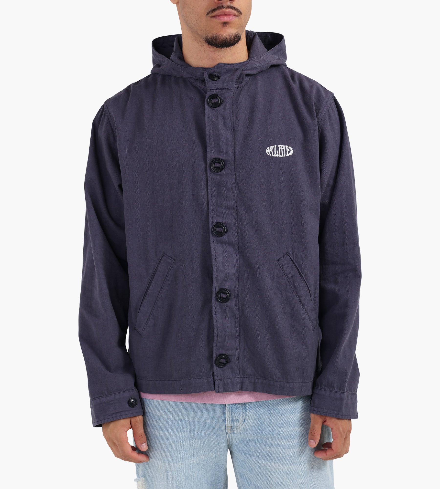 Palmes Herringbone Hooded Jacket Dark Blue