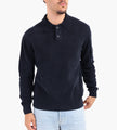 C.P. Company Knitwear Polo Collar In Chenille Cotton Total Eclipse